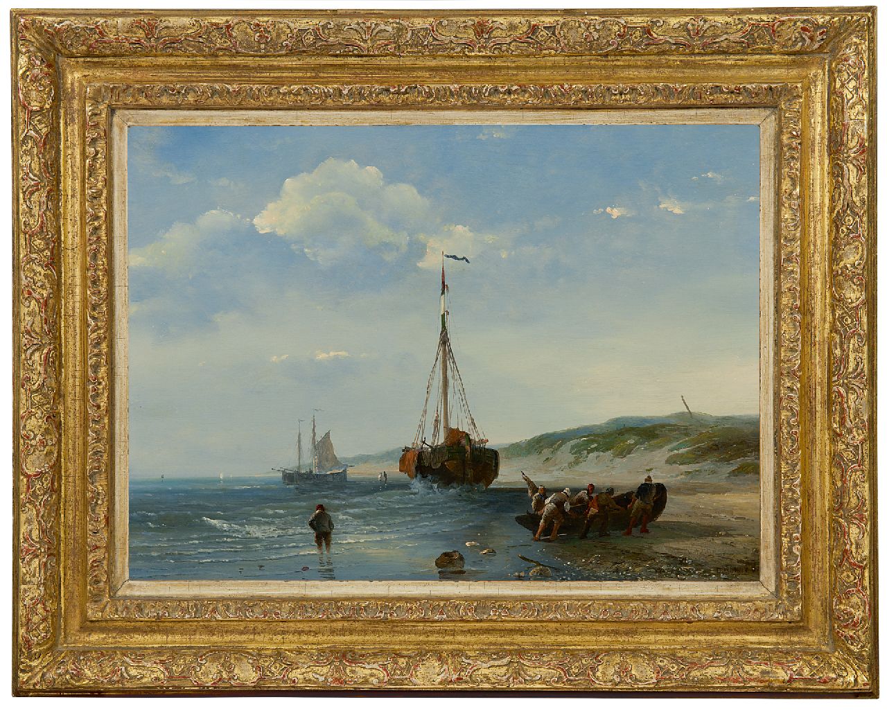 Donny D.  | Desiré Donny | Schilderijen te koop aangeboden | Vissersboten bij eb, olieverf op paneel 25,4 x 35,2 cm, gesigneerd rechtsonder