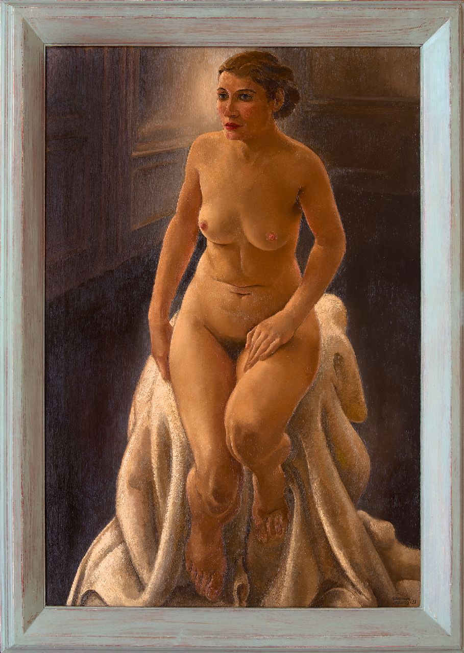 Meurs H.H.  | 'Harmen' Hermanus Meurs, Zittend naakt, olieverf op doek 116,6 x 81,6 cm, gesigneerd rechtsonder en gedateerd '33
