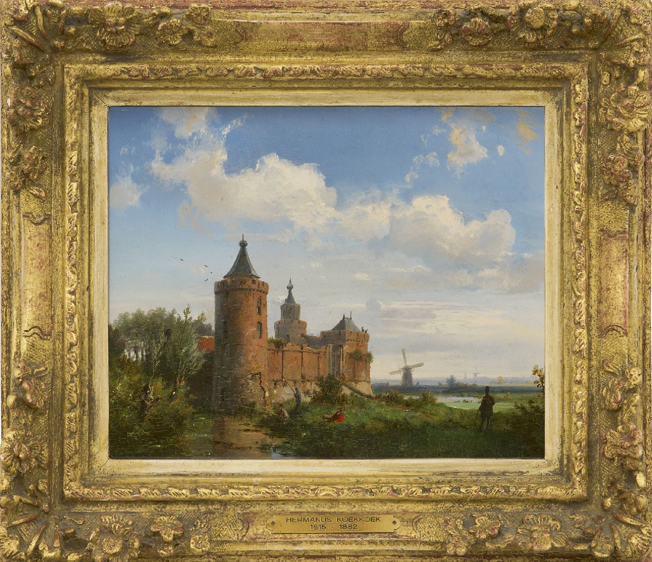 Koekkoek H. | Hermanus Koekkoek, Vissers bij het Slot Abcoude, olieverf op paneel 17,5 x 21,5 cm, gesigneerd linksonder met initialen en gedateerd '59 Koekkoek H. | Hermanus Koekkoek, Vissers bij het Slot Abcoude, olieverf op paneel 17,5 x 21,5 cm, gesigneerd linksonder met initialen en gedateerd '59