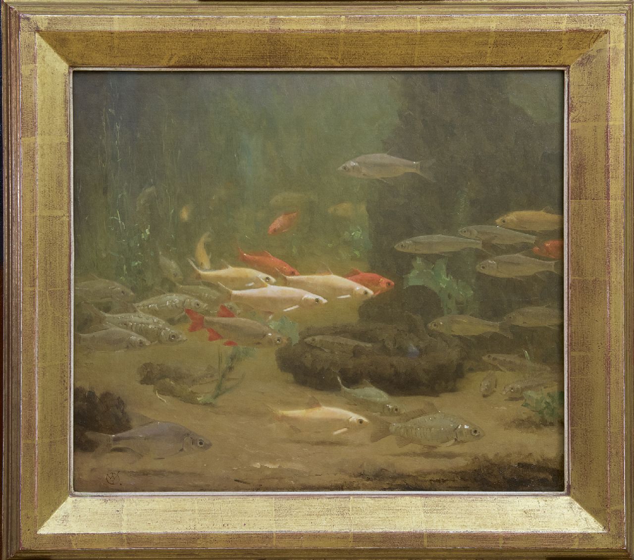 Dijsselhof G.W. | Gerrit Willem Dijsselhof | Schilderijen te koop aangeboden | Goudvissen, olieverf op doek 45,0 x 51,0 cm, gesigneerd linksonder met monogram Dijsselhof G.W. | Gerrit Willem Dijsselhof | Schilderijen te koop aangeboden | Goudvissen, olieverf op doek 45,0 x 51,0 cm, gesigneerd linksonder met monogram