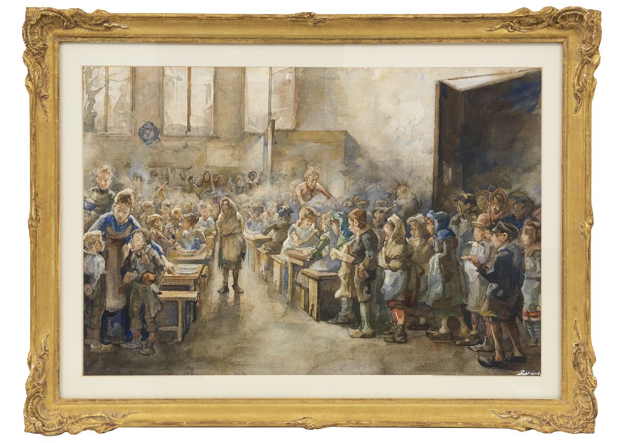 Dupont P. | Pieter Dupont | Aquarellen en tekeningen te koop aangeboden | Het uitdelen van de maaltijd, aquarel op papier 37,0 x 54,9 cm, gesigneerd rechtsonder Dupont P. | Pieter Dupont | Aquarellen en tekeningen te koop aangeboden | Het uitdelen van de maaltijd, aquarel op papier 37,0 x 54,9 cm, gesigneerd rechtsonder