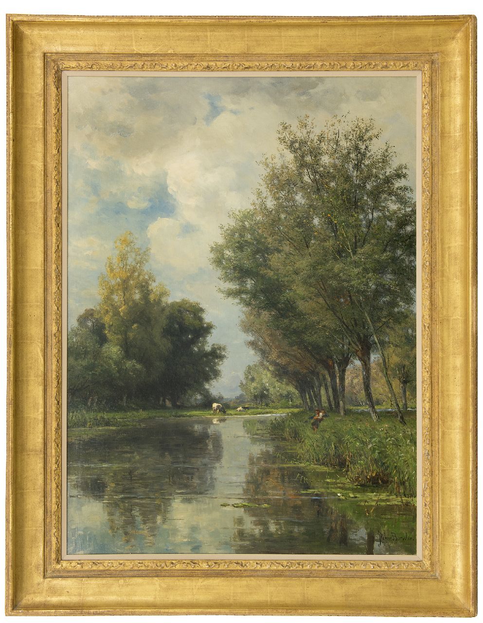 Borselen J.W. van | Jan Willem van Borselen, Zomers polderlandschap met hengelaars, olieverf op doek 100,1 x 73,0 cm, gesigneerd rechtsonder Borselen J.W. van | Jan Willem van Borselen, Zomers polderlandschap met hengelaars, olieverf op doek 100,1 x 73,0 cm, gesigneerd rechtsonder