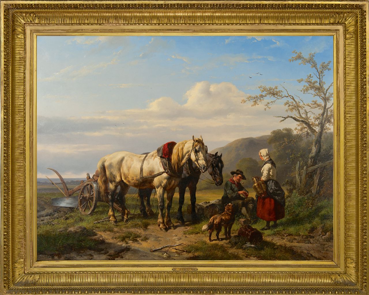 Verschuur W. | Wouterus Verschuur, De verfrissing, olieverf op doek 88,4 x 116,3 cm, gesigneerd rechtsonder en te dateren ca. 1855-1860 Verschuur W. | Wouterus Verschuur, De verfrissing, olieverf op doek 88,4 x 116,3 cm, gesigneerd rechtsonder en te dateren ca. 1855-1860