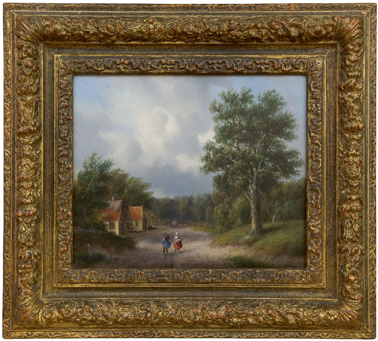 Ahrendts C.E. | Carl Eduard Ahrendts | Schilderijen te koop aangeboden | Landweg met figuren, olieverf op paneel 21,7 x 25,8 cm Ahrendts C.E. | Carl Eduard Ahrendts | Schilderijen te koop aangeboden | Landweg met figuren, olieverf op paneel 21,7 x 25,8 cm