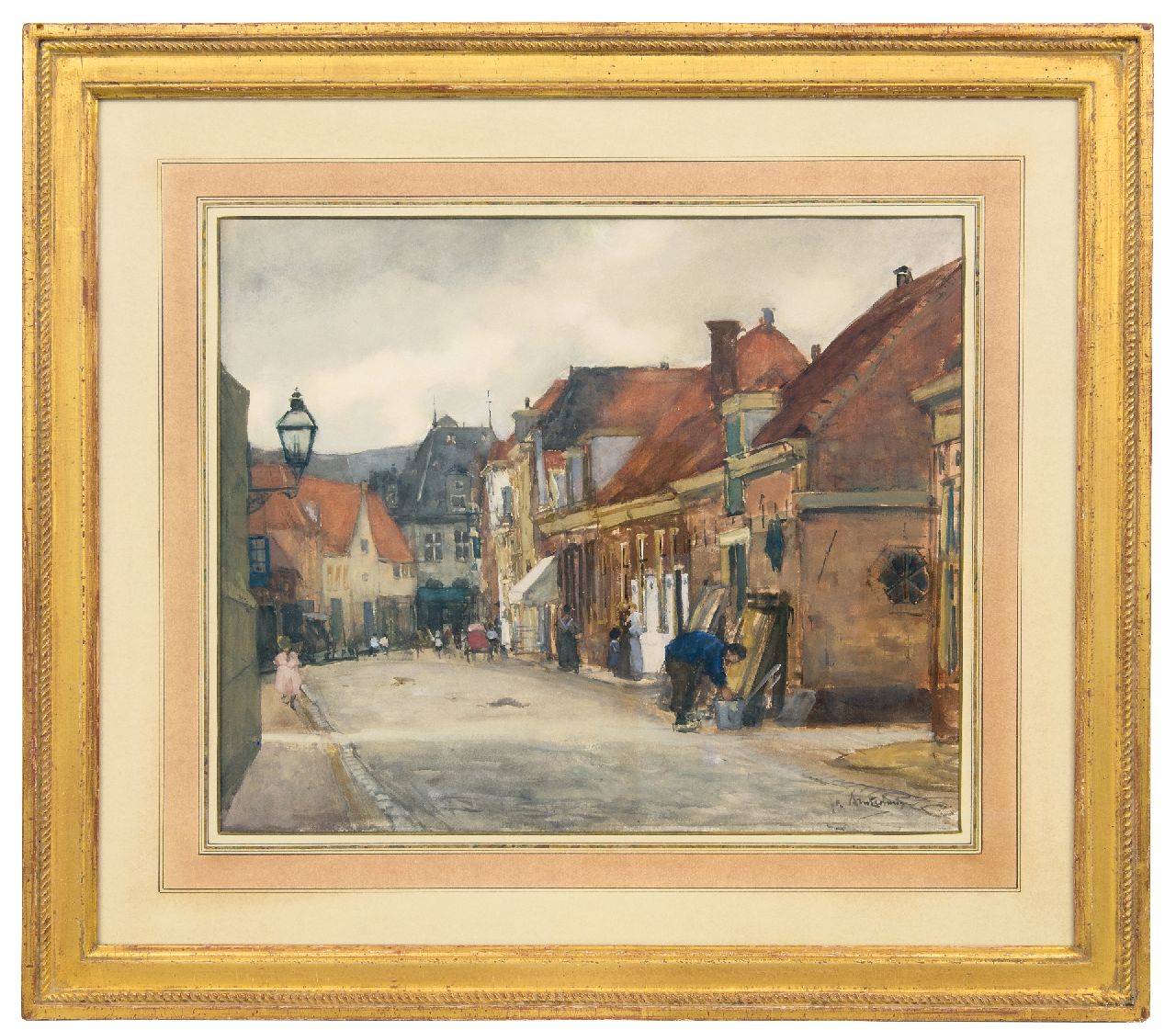 Arntzenius P.F.N.J. | Pieter Florentius Nicolaas Jacobus 'Floris' Arntzenius, Straatje in Hoorn, met zicht op de Kaaswaag, aquarel op papier 39,0 x 46,5 cm, gesigneerd rechtsonder en te dateren 18 aug. 1905 Arntzenius P.F.N.J. | Pieter Florentius Nicolaas Jacobus 'Floris' Arntzenius, Straatje in Hoorn, met zicht op de Kaaswaag, aquarel op papier 39,0 x 46,5 cm, gesigneerd rechtsonder en te dateren 18 aug. 1905