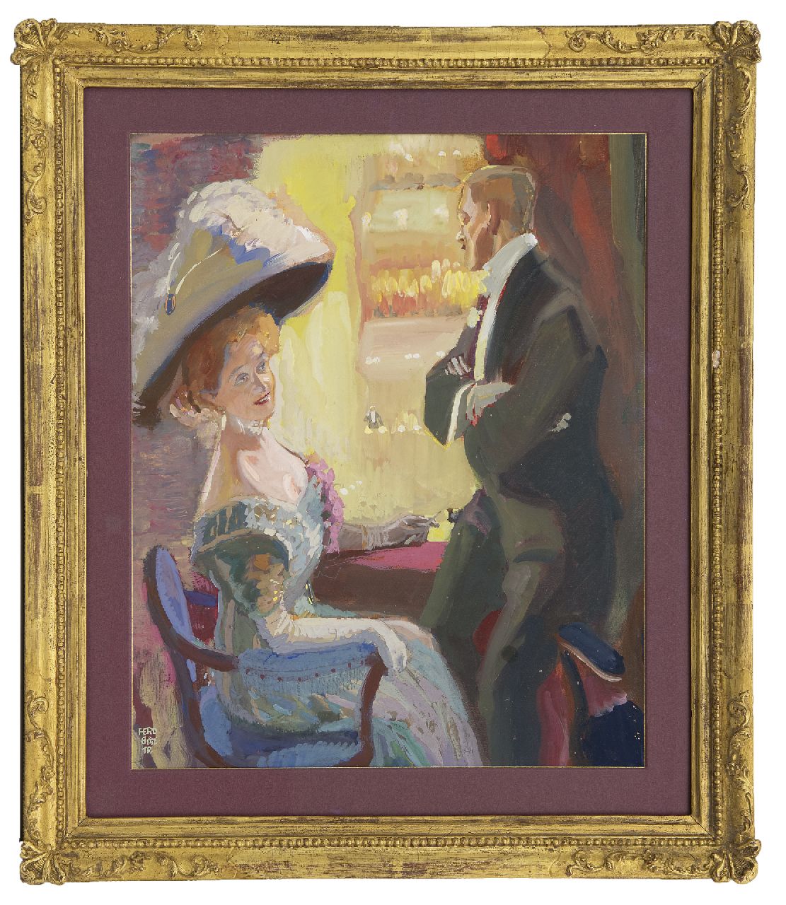 Götz F. | Ferdinand Götz, In de loge, gouache op papier 42,0 x 34,5 cm, gesigneerd linksonder en gedateerd '10 Götz F. | Ferdinand Götz, In de loge, gouache op papier 42,0 x 34,5 cm, gesigneerd linksonder en gedateerd '10