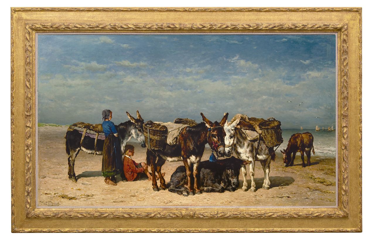 Haas J.H.L. de | Johannes Hubertus Leonardus de Haas, Wachten op de vangst, olieverf op paneel 93,8 x 162,1 cm, gesigneerd linksonder