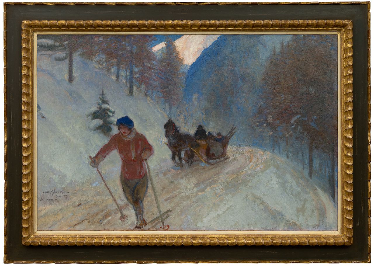 Sluiter J.W. | Jan Willem 'Willy' Sluiter, Skiester in St. Moritz, olieverf op doek 65,0 x 100,1 cm, gesigneerd linksonder en gedateerd 'St Moritz' Jan. 27 Sluiter J.W. | Jan Willem 'Willy' Sluiter, Skiester in St. Moritz, olieverf op doek 65,0 x 100,1 cm, gesigneerd linksonder en gedateerd 'St Moritz' Jan. 27