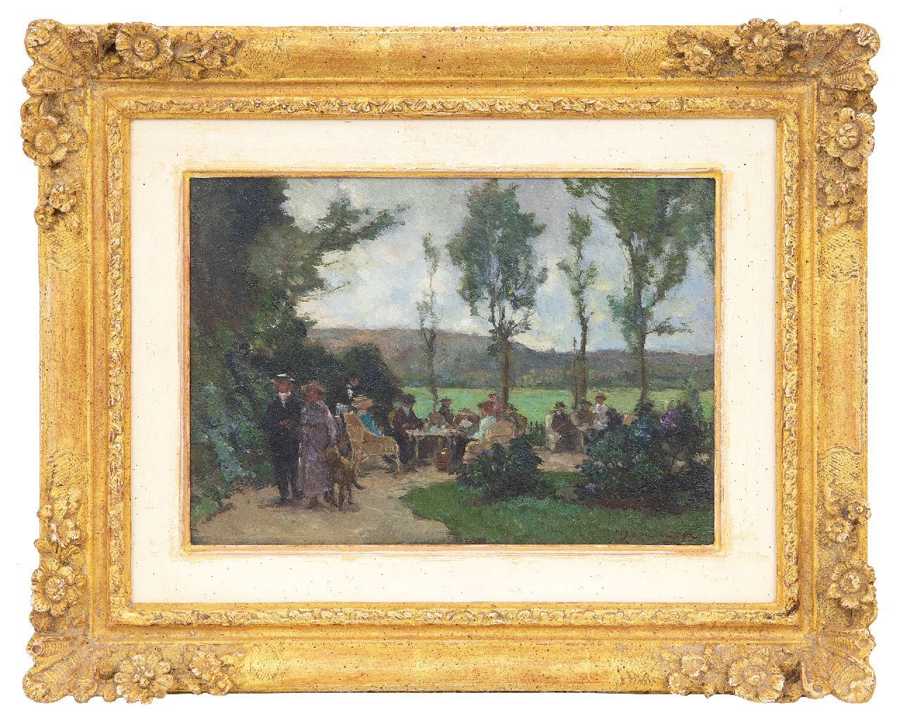 Akkeringa J.E.H. | 'Johannes Evert' Hendrik Akkeringa | Schilderijen te koop aangeboden | Theetuin, olieverf op paneel 17,4 x 24,6 cm, gesigneerd rechtsonder Akkeringa J.E.H. | 'Johannes Evert' Hendrik Akkeringa | Schilderijen te koop aangeboden | Theetuin, olieverf op paneel 17,4 x 24,6 cm, gesigneerd rechtsonder