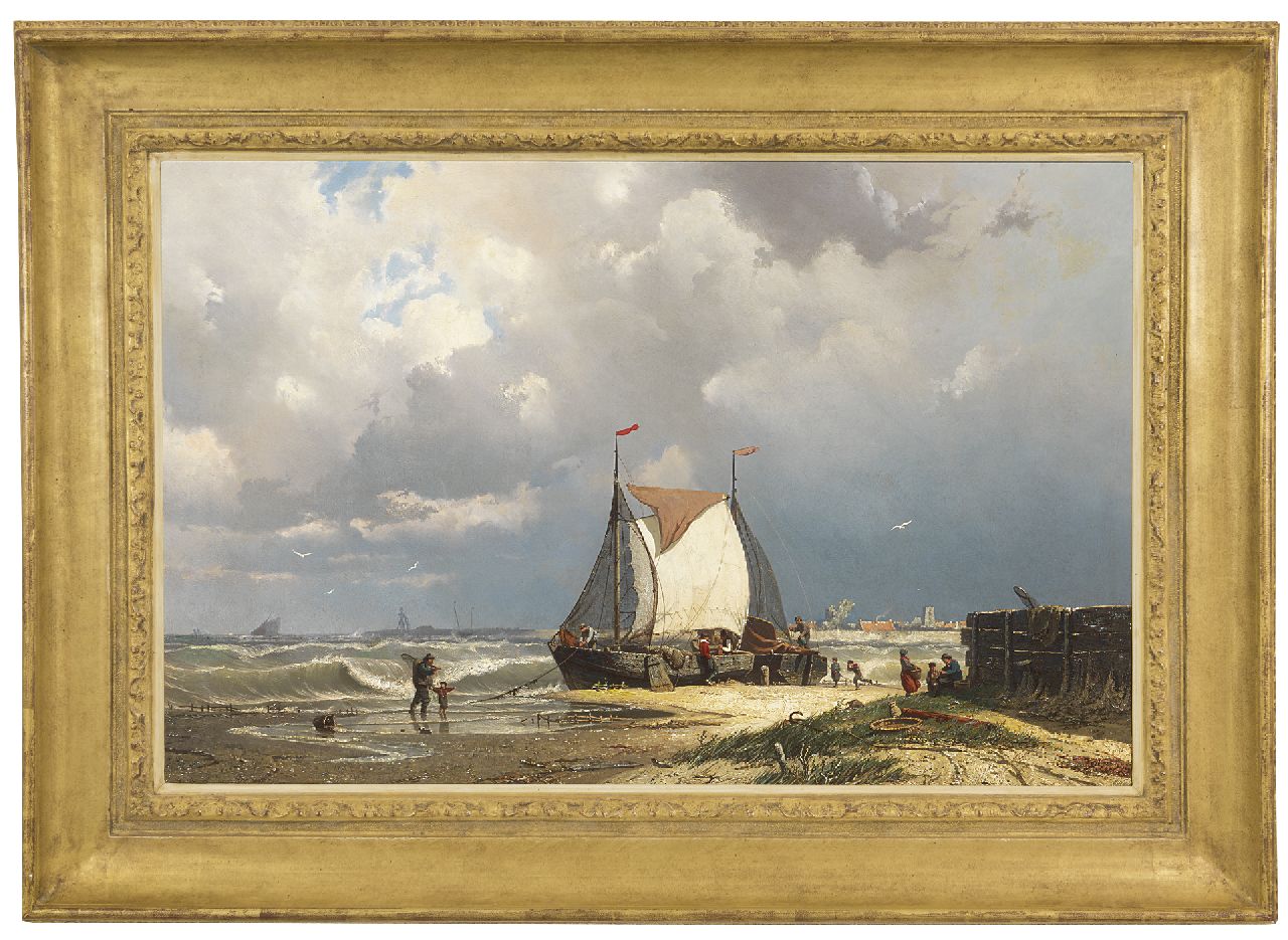Greive J.C. | Johan Conrad 'Coen' Greive | Schilderijen te koop aangeboden | Hengsten voor Uitdam, de kerktoren van Ransdorp in de verte, olieverf op doek 55,8 x 85,5 cm, gesigneerd linksonder Greive J.C. | Johan Conrad 'Coen' Greive | Schilderijen te koop aangeboden | Hengsten voor Uitdam, de kerktoren van Ransdorp in de verte, olieverf op doek 55,8 x 85,5 cm, gesigneerd linksonder