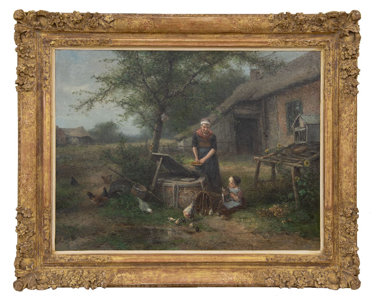 Kate J.M.H. ten | Johan 'Mari' Henri ten Kate, Moeder en dochter bij de waterput, olieverf op doek 60,5 x 80,0 cm, gesigneerd rechtsonder Kate J.M.H. ten | Johan 'Mari' Henri ten Kate, Moeder en dochter bij de waterput, olieverf op doek 60,5 x 80,0 cm, gesigneerd rechtsonder