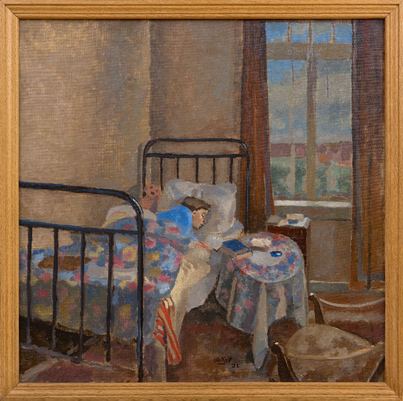 Kat O.B. de | 'Otto' Boudewijn de Kat | Schilderijen te koop aangeboden | Hans van Zijl, de vrouw van de kunstenaar, rustend, olieverf op doek 58,8 x 59,0 cm, gesigneerd middenonder en gedateerd '32 Kat O.B. de | 'Otto' Boudewijn de Kat | Schilderijen te koop aangeboden | Hans van Zijl, de vrouw van de kunstenaar, rustend, olieverf op doek 58,8 x 59,0 cm, gesigneerd middenonder en gedateerd '32