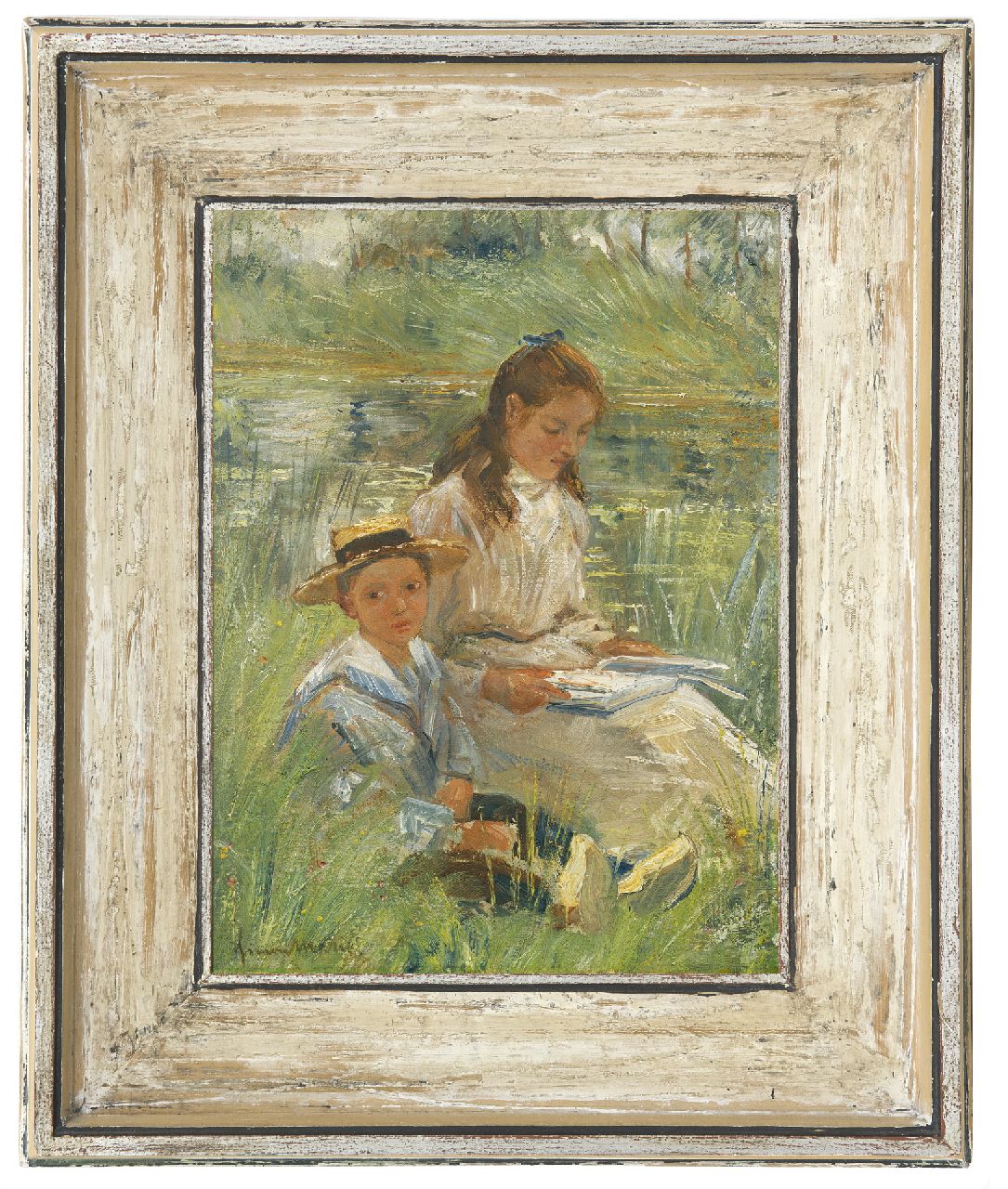 Maris S.W.  | Simon Willem Maris, Zomermiddag, olieverf op doek 29,5 x 22,3 cm, gesigneerd linksonder