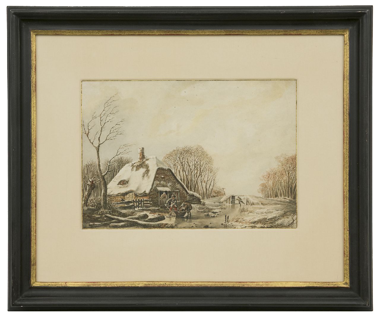 Schelfhout A. | Andreas Schelfhout, Het laden van de duwslede, inkt en aquarel op papier 19,5 x 27,8 cm, gesigneerd linksonder en te dateren ca. 1810-1815 Schelfhout A. | Andreas Schelfhout, Het laden van de duwslede, inkt en aquarel op papier 19,5 x 27,8 cm, gesigneerd linksonder en te dateren ca. 1810-1815