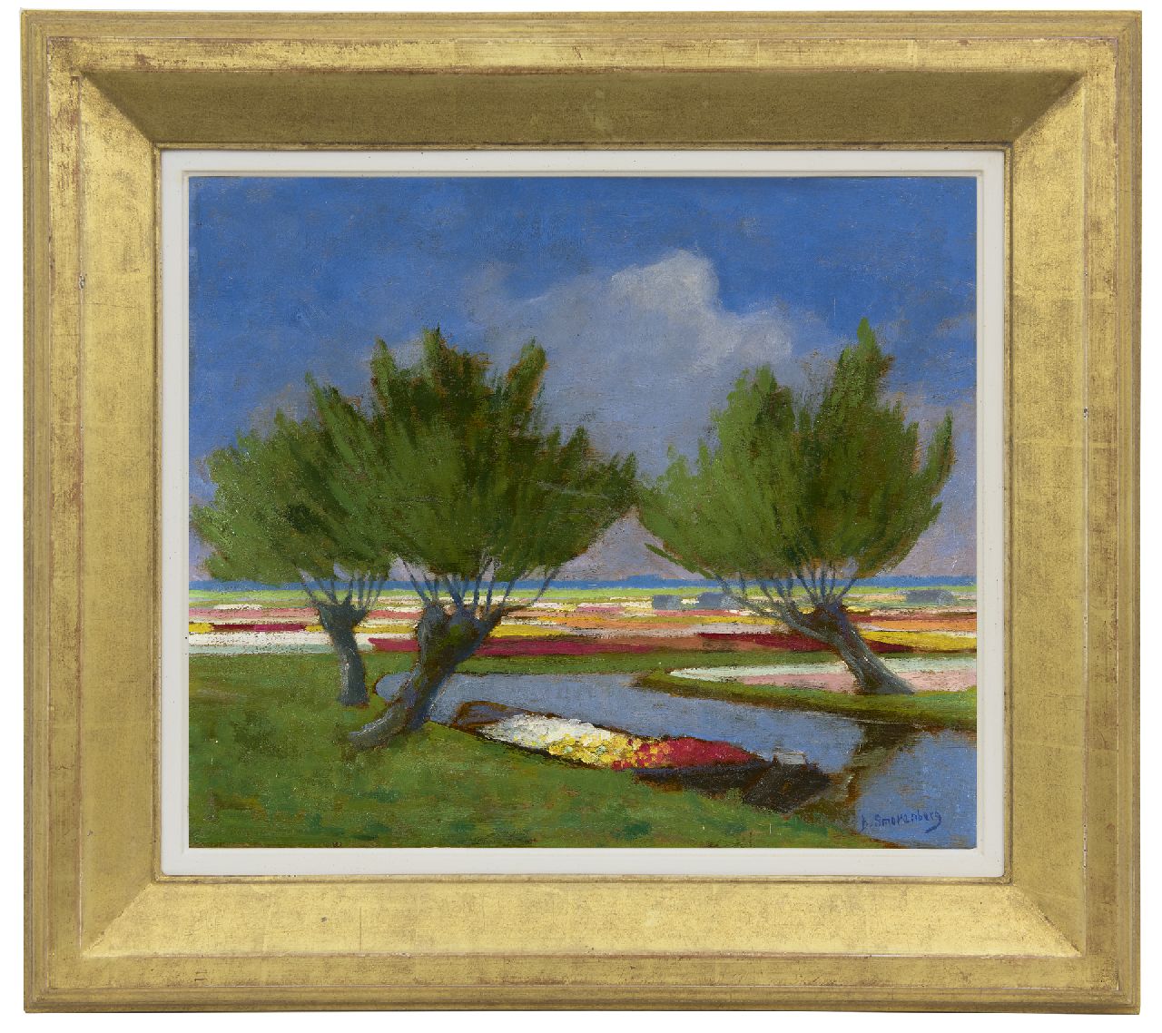 Smorenberg D. | Dirk Smorenberg, Bollenvelden, olieverf op paneel 36,0 x 42,0 cm, gesigneerd rechtsonder Smorenberg D. | Dirk Smorenberg, Bollenvelden, olieverf op paneel 36,0 x 42,0 cm, gesigneerd rechtsonder