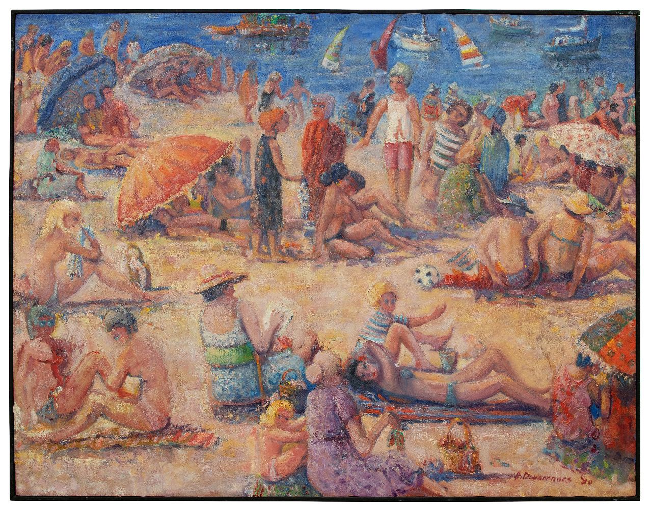 Devarennes C. | Charly Devarennes, Op het strand, Collioure, olieverf op doek 105,0 x 134,1 cm, gesigneerd rechtsonder en gedateerd '80 Devarennes C. | Charly Devarennes, Op het strand, Collioure, olieverf op doek 105,0 x 134,1 cm, gesigneerd rechtsonder en gedateerd '80