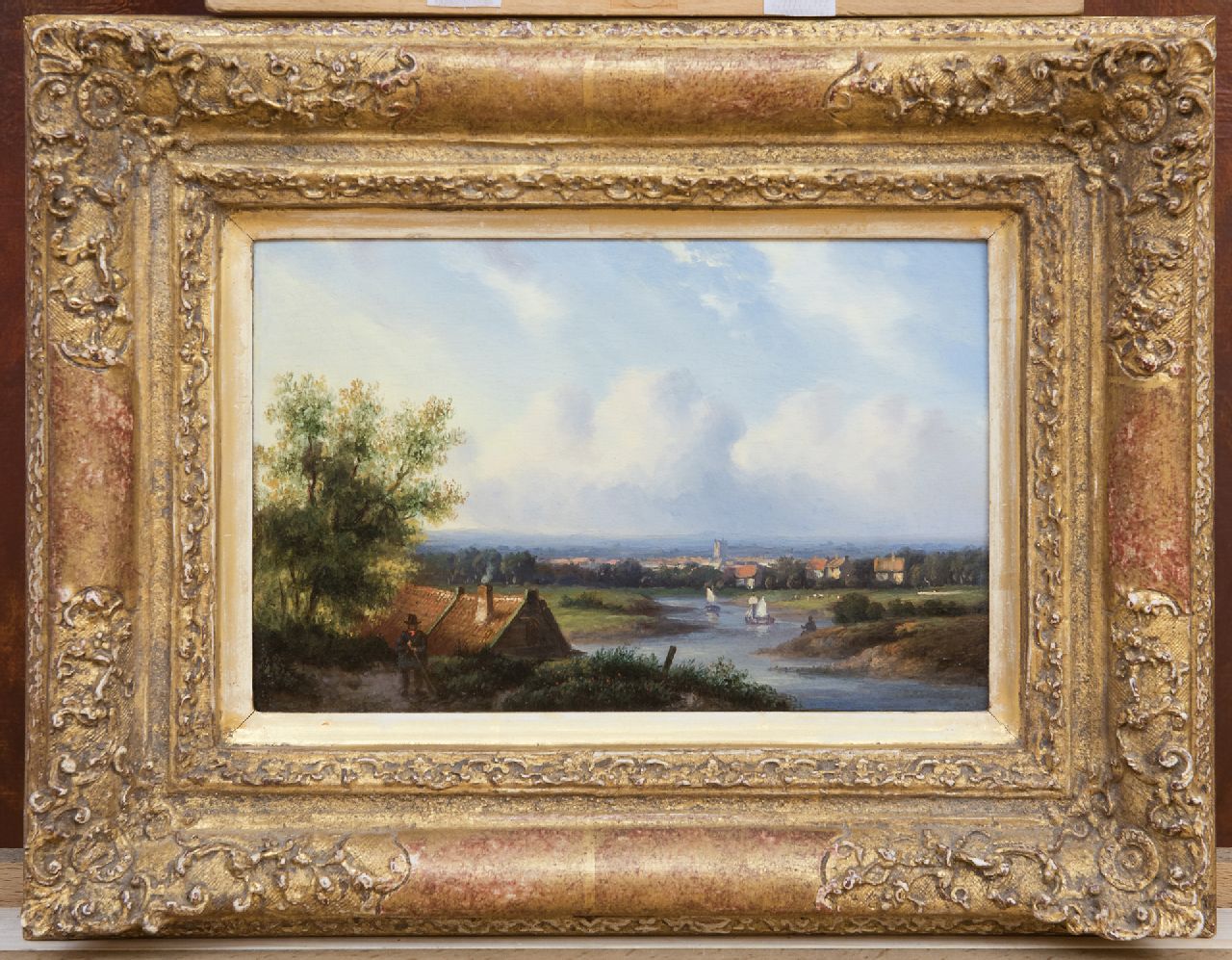 Ahrendts C.E. | Carl Eduard Ahrendts, Zomers rivierlandschap, olieverf op paneel 14,3 x 21,5 cm, gesigneerd rechtsonder (vaag) Ahrendts C.E. | Carl Eduard Ahrendts, Zomers rivierlandschap, olieverf op paneel 14,3 x 21,5 cm, gesigneerd rechtsonder (vaag)