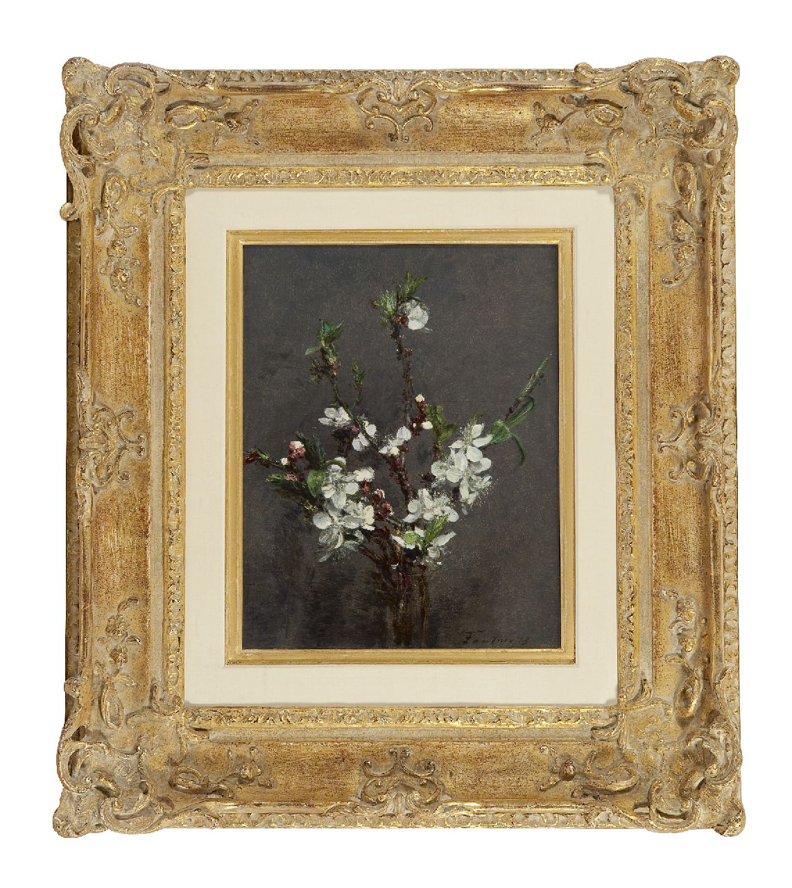 Fantin-Latour I.H.J.T.  | Ignace 'Henri' Jean Théodore Fantin-Latour, Appelbloesemtakken, olieverf op doek 27,0 x 21,2 cm, gesigneerd rechtsonder en gedateerd '73