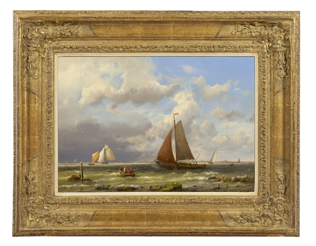 Koekkoek H. | Hermanus Koekkoek, Schepen op woelige zee, olieverf op doek 33,2 x 48,2 cm, gesigneerd rechtsonder en gedateerd '62 Koekkoek H. | Hermanus Koekkoek, Schepen op woelige zee, olieverf op doek 33,2 x 48,2 cm, gesigneerd rechtsonder en gedateerd '62