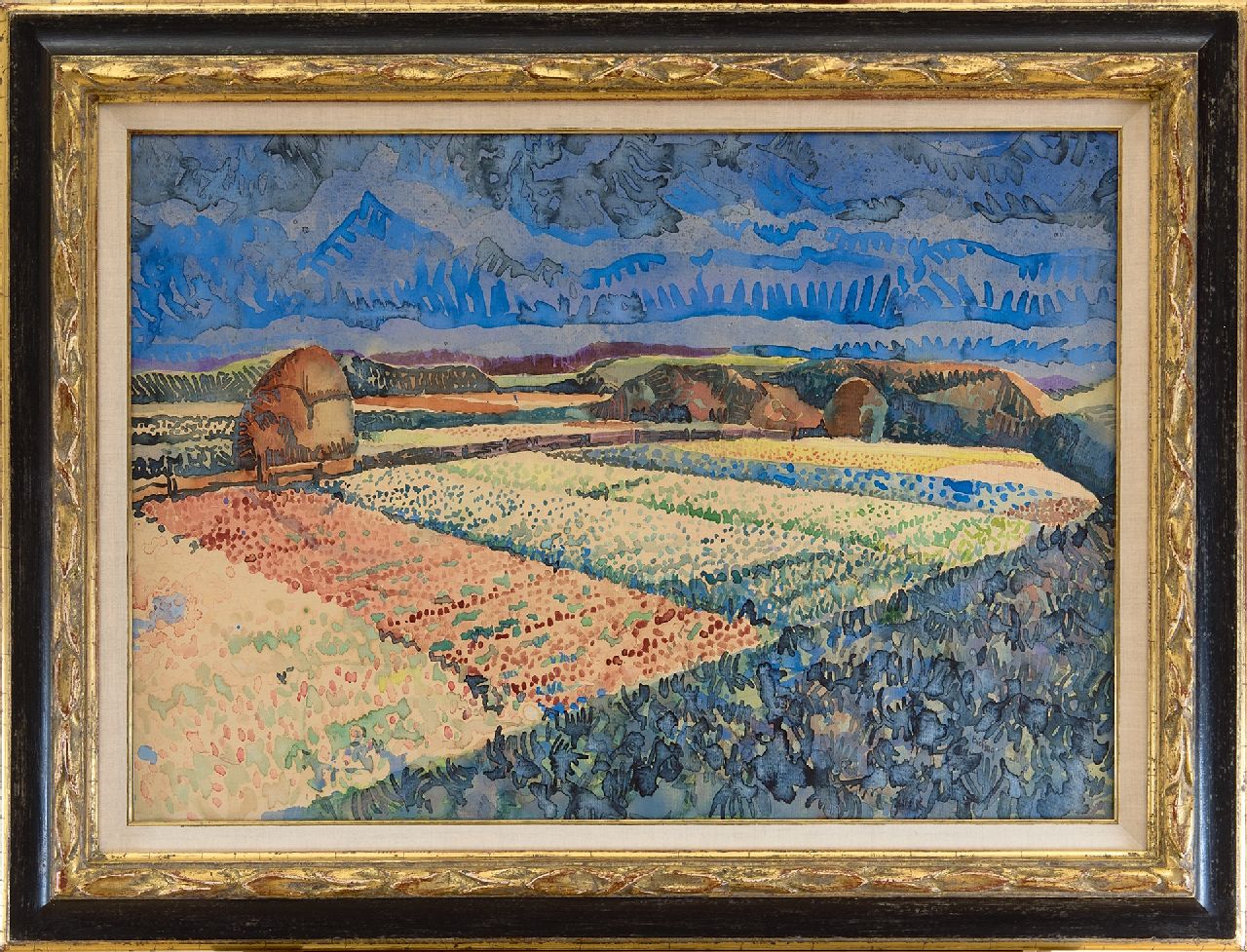 Bieling H.F. | Hermann Friederich 'Herman' Bieling, Bollenvelden, aquarel op papier 47,8 x 68,0 cm, gesigneerd rechtsonder en gedateerd '26 Bieling H.F. | Hermann Friederich 'Herman' Bieling, Bollenvelden, aquarel op papier 47,8 x 68,0 cm, gesigneerd rechtsonder en gedateerd '26
