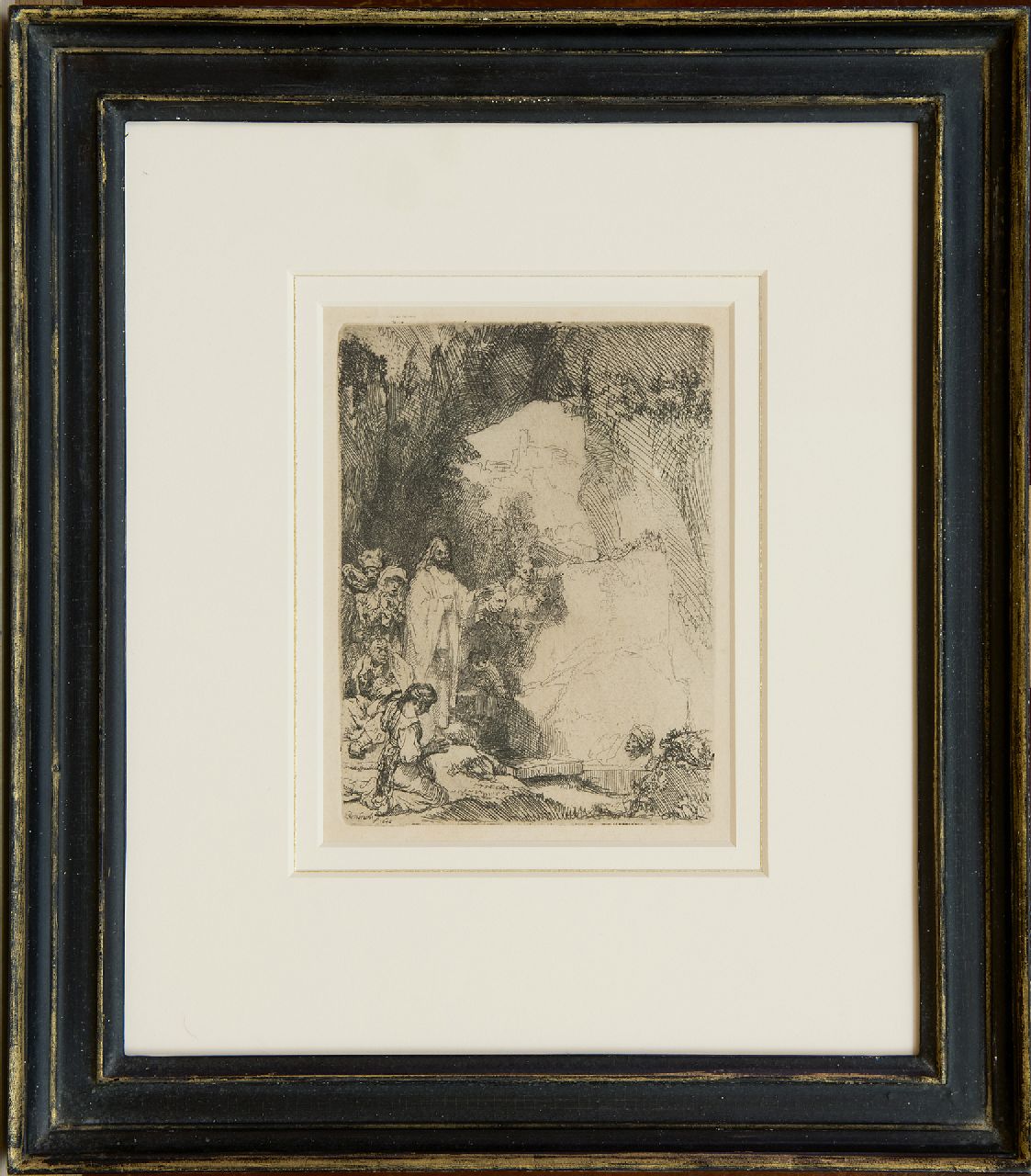 Rembrandt (Rembrandt Harmensz. van Rijn)   | Rembrandt (Rembrandt Harmensz. van Rijn), De opwekking van Lazarus, ets 15,0 x 11,4 cm, gesigneerd linksonder in de plaat en gedateerd in de plaat 1642