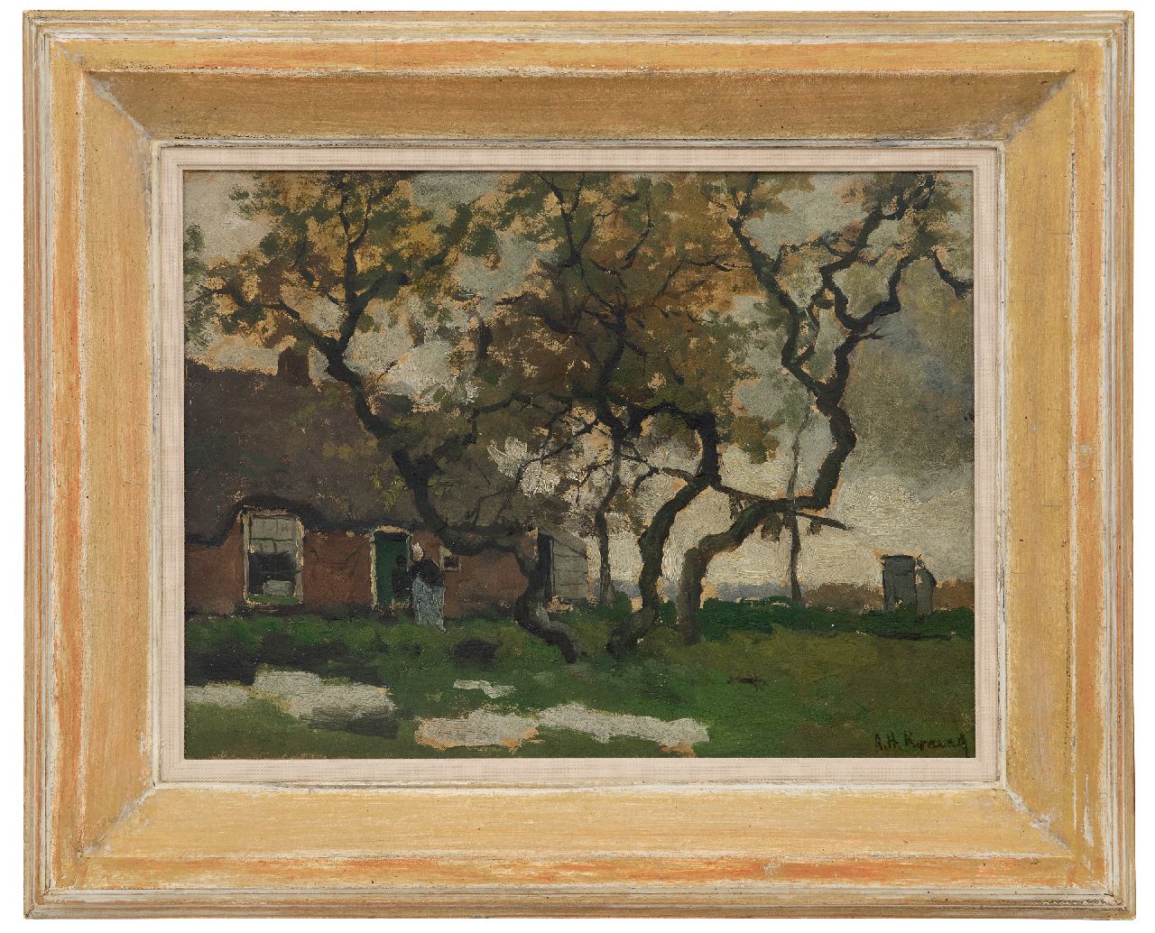 Koning A.H. | 'Arnold' Hendrik Koning | Schilderijen te koop aangeboden | Boerenerf, olieverf op paneel 31,4 x 41,7 cm, gesigneerd rechtsonder Koning A.H. | 'Arnold' Hendrik Koning | Schilderijen te koop aangeboden | Boerenerf, olieverf op paneel 31,4 x 41,7 cm, gesigneerd rechtsonder