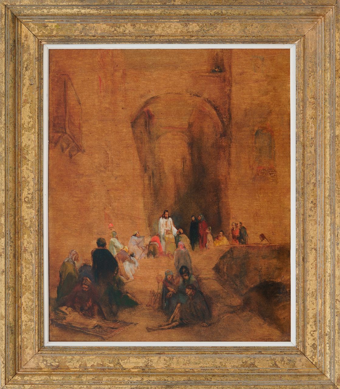 Meegeren H.A. van | Henricus Antonius 'Han' van Meegeren, Christus zegent de armen en de zieken, olieverf op schildersboard 60,3 x 48,8 cm, gesigneerd rechtsonder en gedateerd 1922