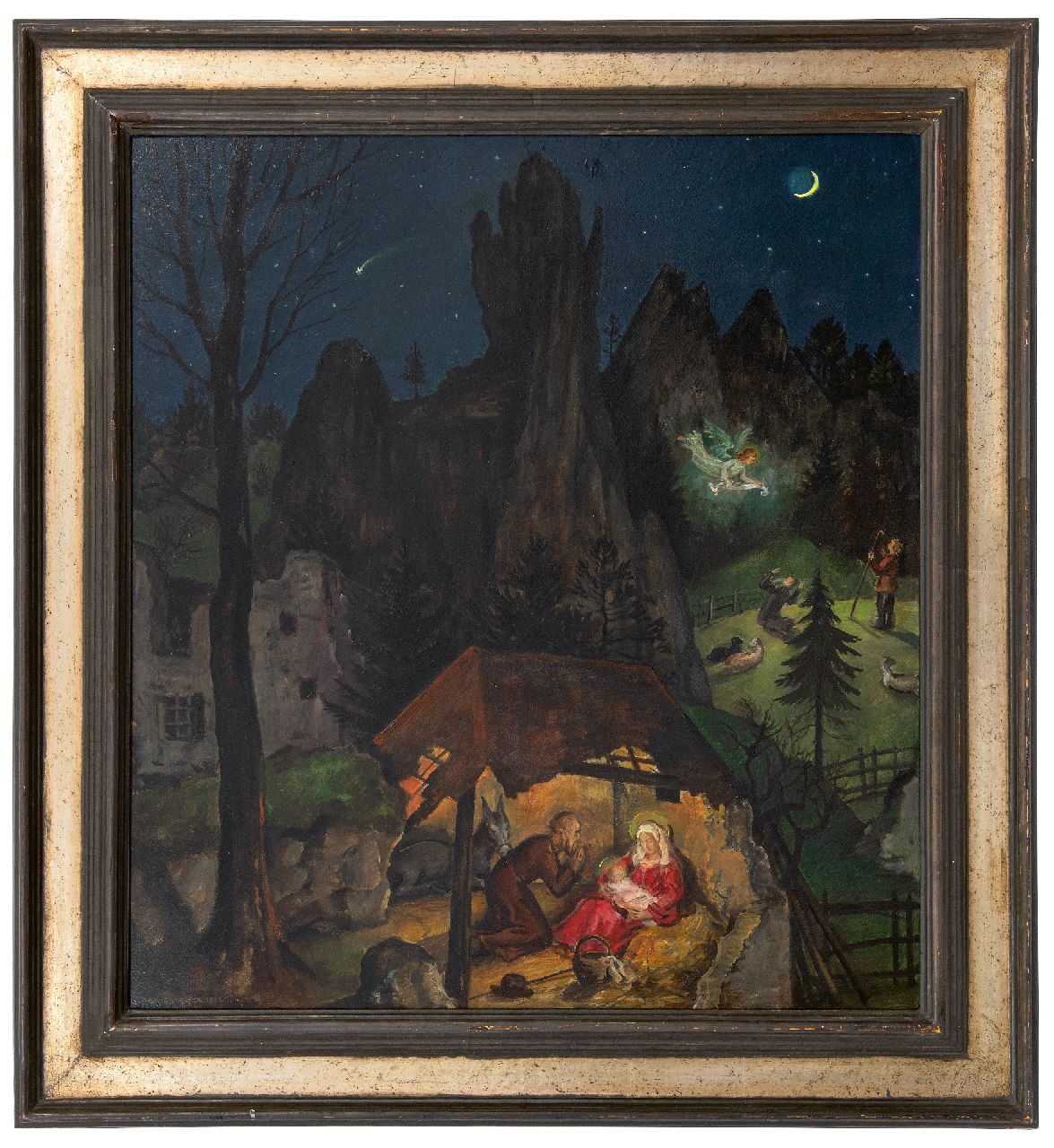 Rimböck M. | Max Rimböck | Schilderijen te koop aangeboden | De geboorte van Christus, olieverf op schildersboard 73,5 x 66,0 cm, gesigneerd linksonder en gedateerd 1931 Rimböck M. | Max Rimböck | Schilderijen te koop aangeboden | De geboorte van Christus, olieverf op schildersboard 73,5 x 66,0 cm, gesigneerd linksonder en gedateerd 1931