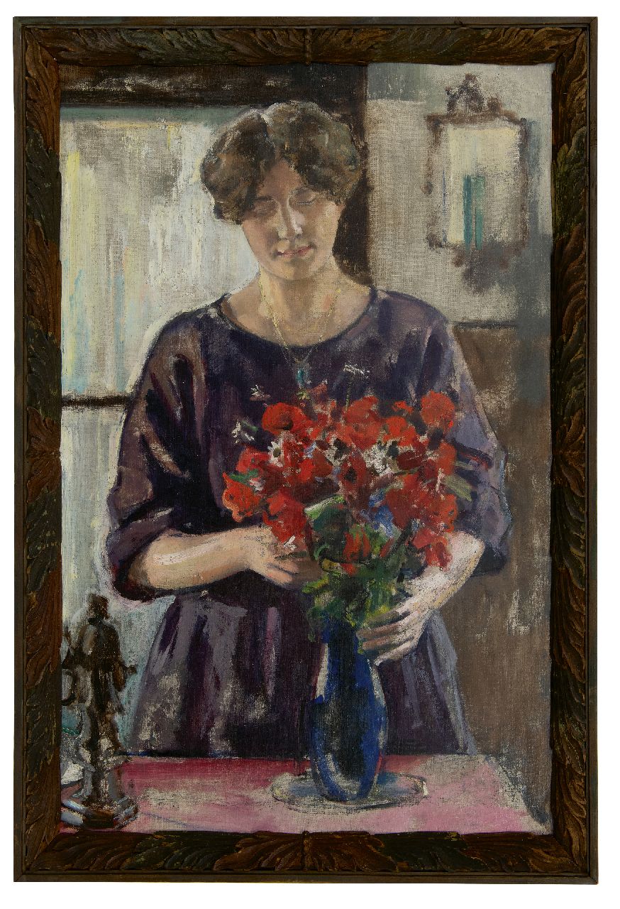 Rimböck M. | Max Rimböck, Klaprozen schikken, olieverf op doek 103,5 x 67,1 cm, gesigneerd linksonder en gedateerd '34 Rimböck M. | Max Rimböck, Klaprozen schikken, olieverf op doek 103,5 x 67,1 cm, gesigneerd linksonder en gedateerd '34