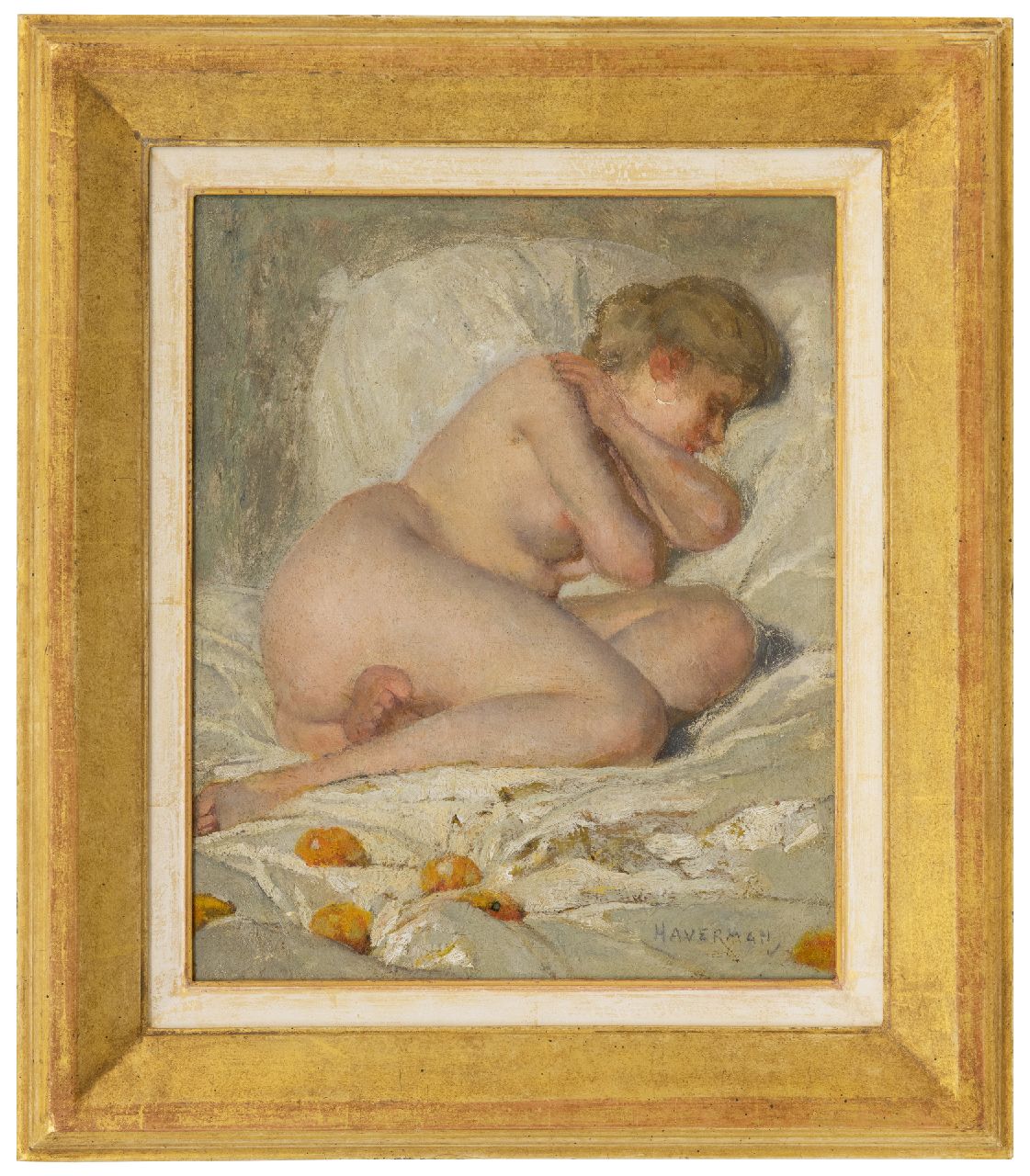 Haverman H.J. | Hendrik Johannes Haverman | Schilderijen te koop aangeboden | Slapend naakt, olieverf op doek 30,5 x 25,7 cm, gesigneerd rechtsonder Haverman H.J. | Hendrik Johannes Haverman | Schilderijen te koop aangeboden | Slapend naakt, olieverf op doek 30,5 x 25,7 cm, gesigneerd rechtsonder