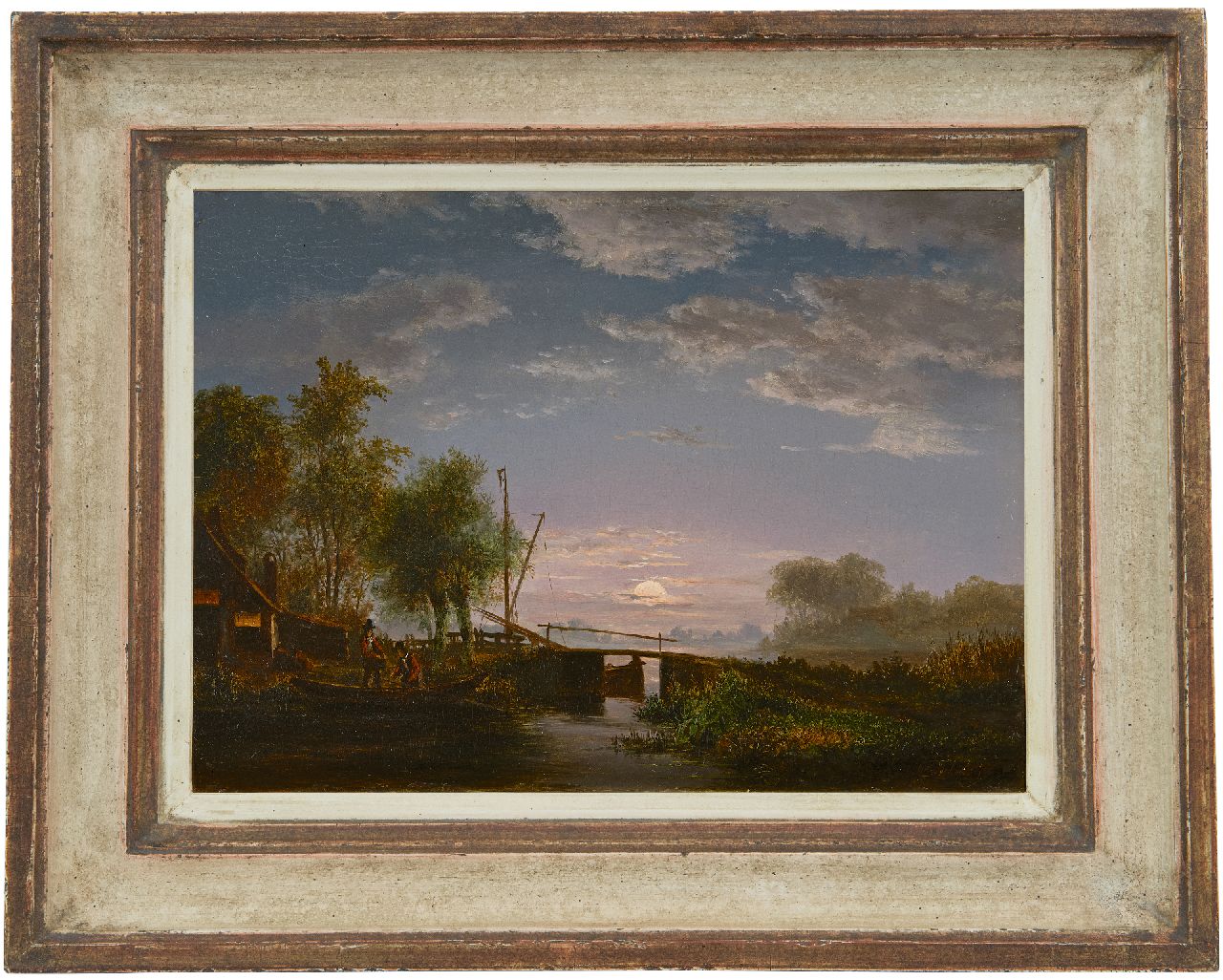 Abels J.Th. | 'Jacobus' Theodorus Abels | Schilderijen te koop aangeboden | Vissers bij maanlicht, olieverf op paneel 21,5 x 29,3 cm, gesigneerd rechtsonder Abels J.Th. | 'Jacobus' Theodorus Abels | Schilderijen te koop aangeboden | Vissers bij maanlicht, olieverf op paneel 21,5 x 29,3 cm, gesigneerd rechtsonder