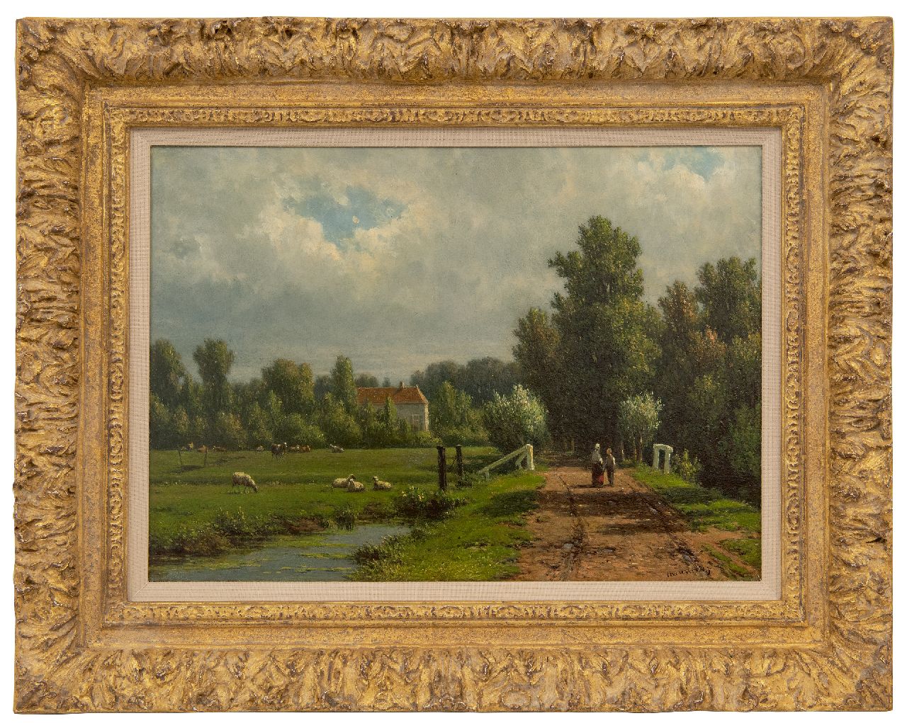 Maaten J.J. van der | Jacob Jan van der Maaten, Een praatje onderweg, olieverf op paneel 25,7 x 36,0 cm, gesigneerd rechtsonder Maaten J.J. van der | Jacob Jan van der Maaten, Een praatje onderweg, olieverf op paneel 25,7 x 36,0 cm, gesigneerd rechtsonder