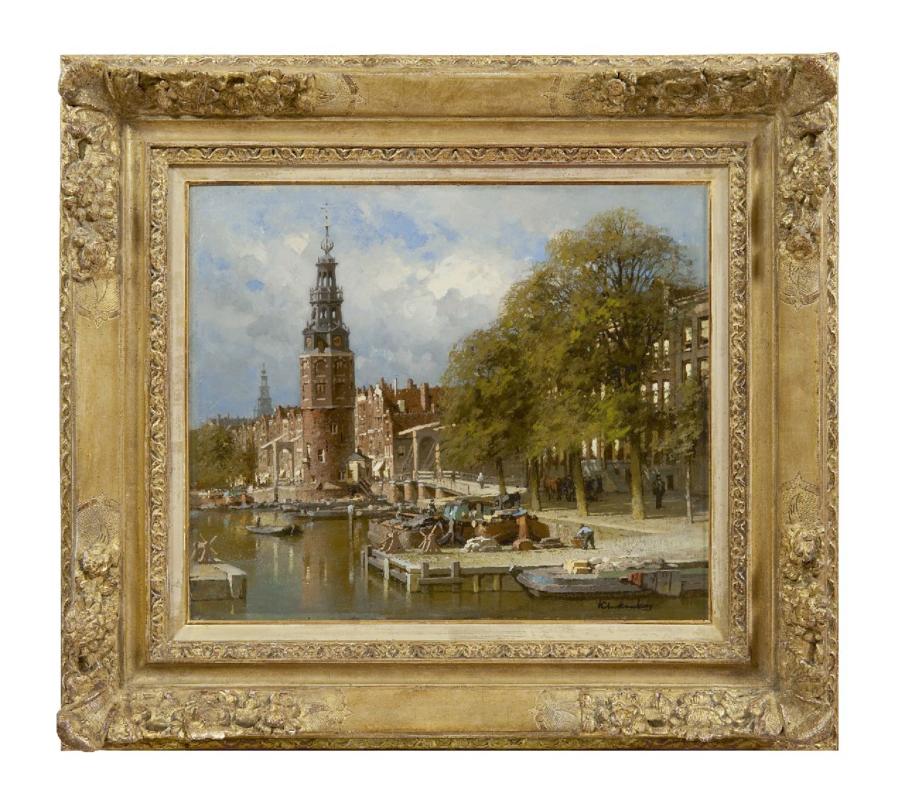 Klinkenberg J.C.K. | Johannes Christiaan Karel Klinkenberg | Schilderijen te koop aangeboden | De Montelbaanstoren bij de Kalkmarktsluis in Amsterdam, olieverf op doek 39,3 x 47,3 cm, gesigneerd rechtsonder Klinkenberg J.C.K. | Johannes Christiaan Karel Klinkenberg | Schilderijen te koop aangeboden | De Montelbaanstoren bij de Kalkmarktsluis in Amsterdam, olieverf op doek 39,3 x 47,3 cm, gesigneerd rechtsonder