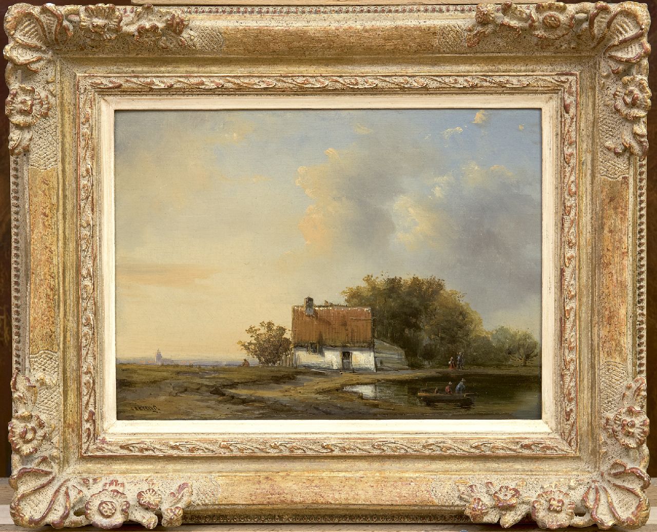 Kiewiet M.A.  | Marinus Albertus Kiewiet, Landschap met boerenhuisje, olieverf op paneel 19,1 x 26,2 cm, gesigneerd linksonder