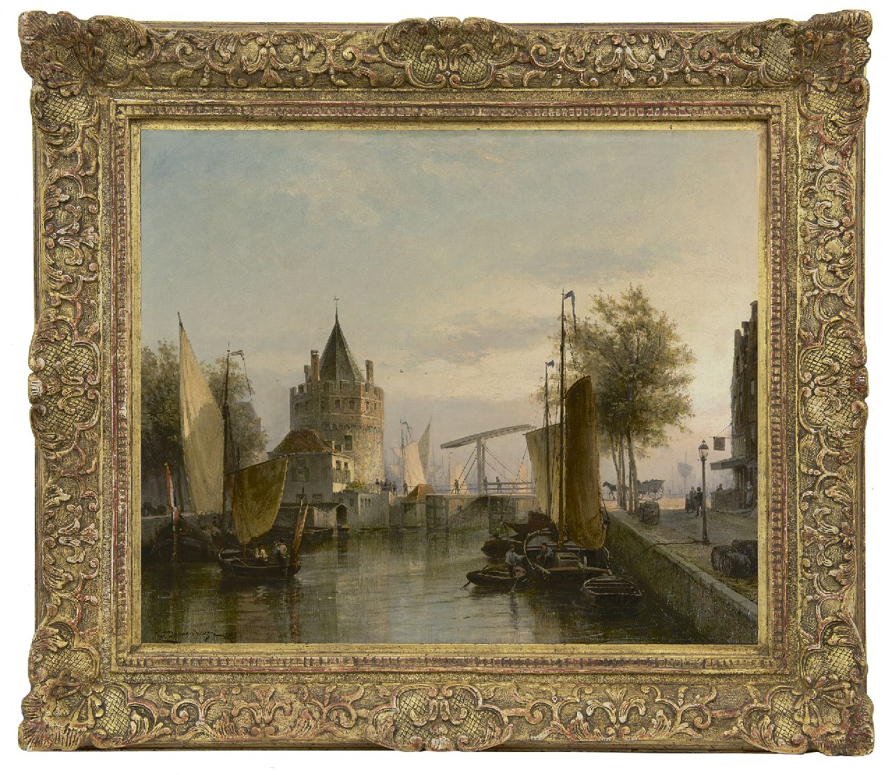 Dommelshuizen C.C.  | Cornelis Christiaan Dommelshuizen, Gezicht op de Schreierstoren vanaf de Geldersekade, Amsterdam, olieverf op doek 52,7 x 65,0 cm, gesigneerd linksonder en gedateerd 1890