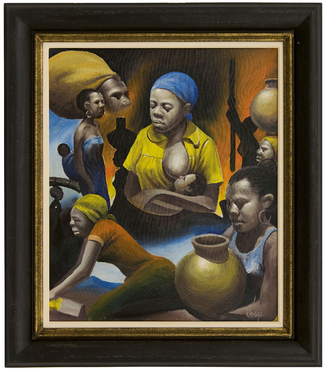 Chiromo K. | Kay Chiromo | Schilderijen te koop aangeboden | Afrikaanse vrouwen; verso: Vrouwenportret, olieverf op doek 54,6 x 45,5 cm, gesigneerd rechtsonder en verso en verso gedateerd '79 Chiromo K. | Kay Chiromo | Schilderijen te koop aangeboden | Afrikaanse vrouwen; verso: Vrouwenportret, olieverf op doek 54,6 x 45,5 cm, gesigneerd rechtsonder en verso en verso gedateerd '79