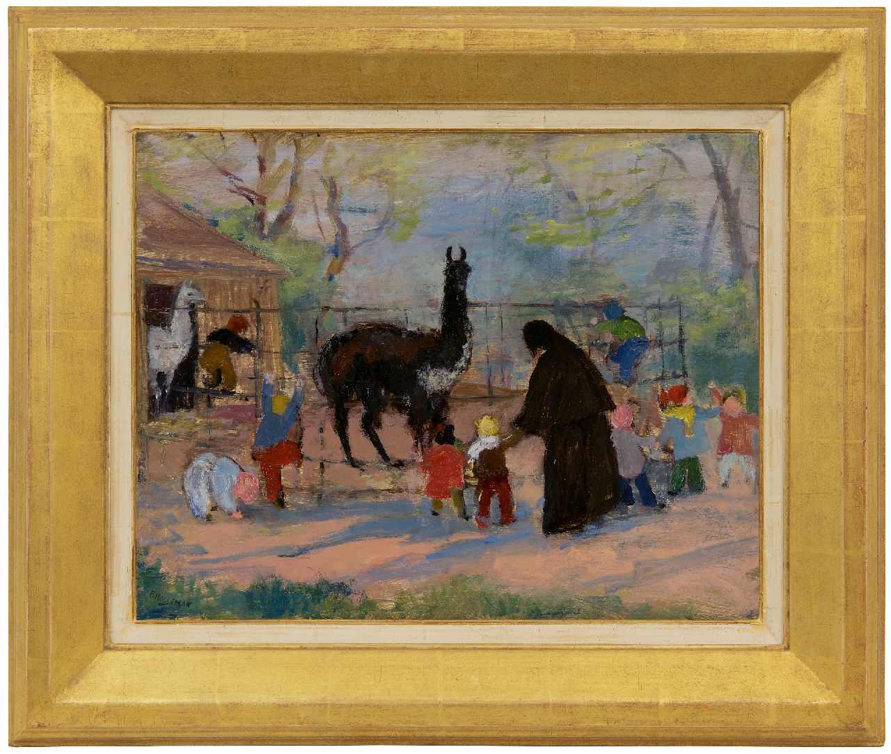 Holleman F. | Frida Holleman | Schilderijen te koop aangeboden | Bezoekje aan Artis, olieverf op board 35,0 x 45,0 cm, gesigneerd linksonder Holleman F. | Frida Holleman | Schilderijen te koop aangeboden | Bezoekje aan Artis, olieverf op board 35,0 x 45,0 cm, gesigneerd linksonder