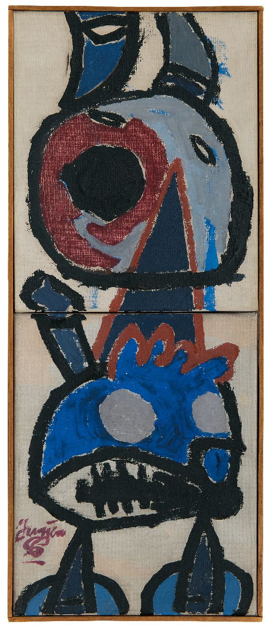 Haan J. de | Jurjen de Haan | Schilderijen te koop aangeboden | Abstract dier, olieverf op doek 60,0 x 24,2 cm, gesigneerd linksonder en gedateerd '56 Haan J. de | Jurjen de Haan | Schilderijen te koop aangeboden | Abstract dier, olieverf op doek 60,0 x 24,2 cm, gesigneerd linksonder en gedateerd '56