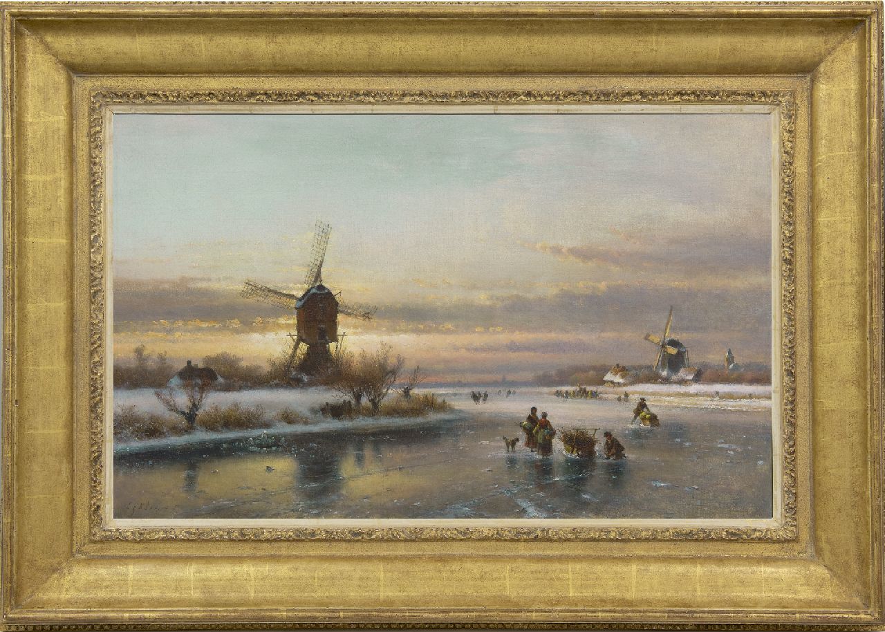 Kleijn L.J. | Lodewijk Johannes Kleijn, Winterlandschap met schaatsers bij een molen, olieverf op doek 50,1 x 80,0 cm, gesigneerd linksonder Kleijn L.J. | Lodewijk Johannes Kleijn, Winterlandschap met schaatsers bij een molen, olieverf op doek 50,1 x 80,0 cm, gesigneerd linksonder
