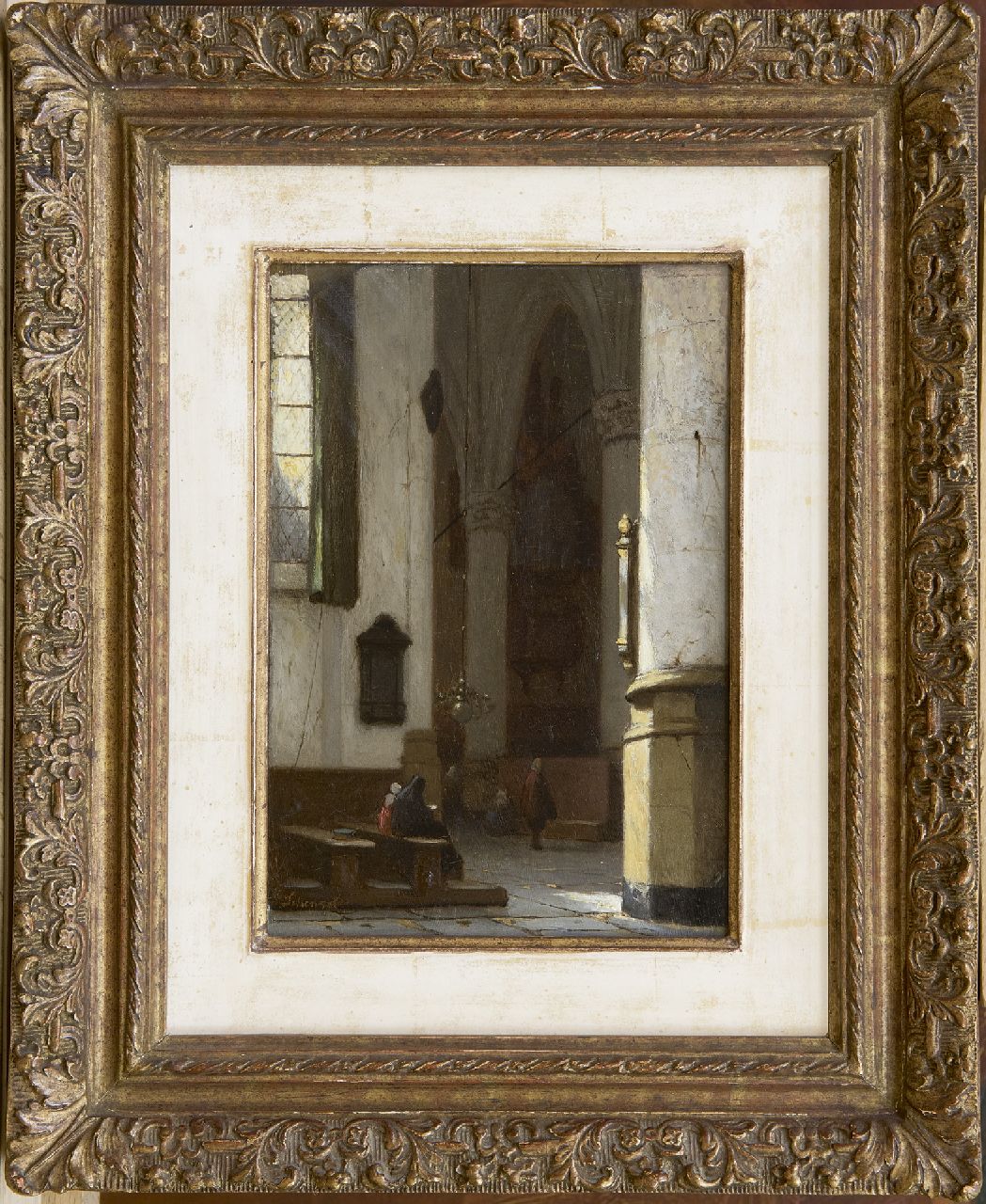 Schenkel J.J. | Jan Jacob Schenkel, Interieur van de Hooglandse Kerk te Leiden, olieverf op paneel 21,4 x 15,1 cm, gesigneerd linksonder Schenkel J.J. | Jan Jacob Schenkel, Interieur van de Hooglandse Kerk te Leiden, olieverf op paneel 21,4 x 15,1 cm, gesigneerd linksonder