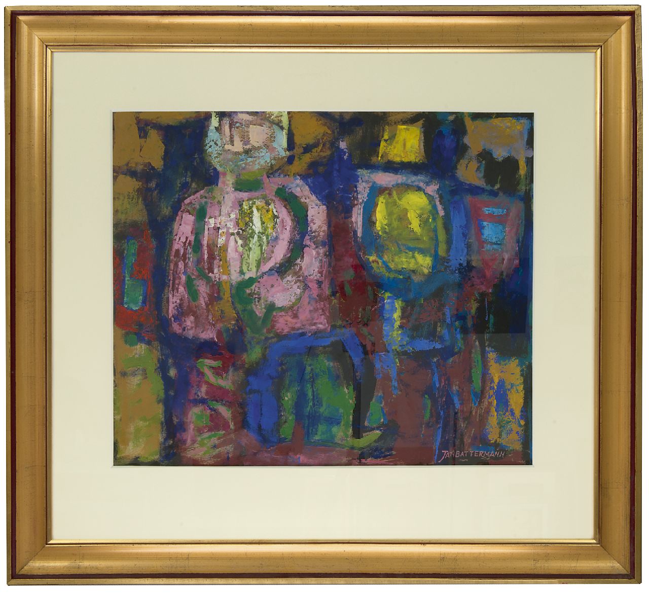 Battermann J. | Johannes 'Jan' Battermann | Schilderijen te koop aangeboden | Compositie, gouache en olie op papier 57,2 x 67,5 cm, gesigneerd rechtsonder Battermann J. | Johannes 'Jan' Battermann | Schilderijen te koop aangeboden | Compositie, gouache en olie op papier 57,2 x 67,5 cm, gesigneerd rechtsonder