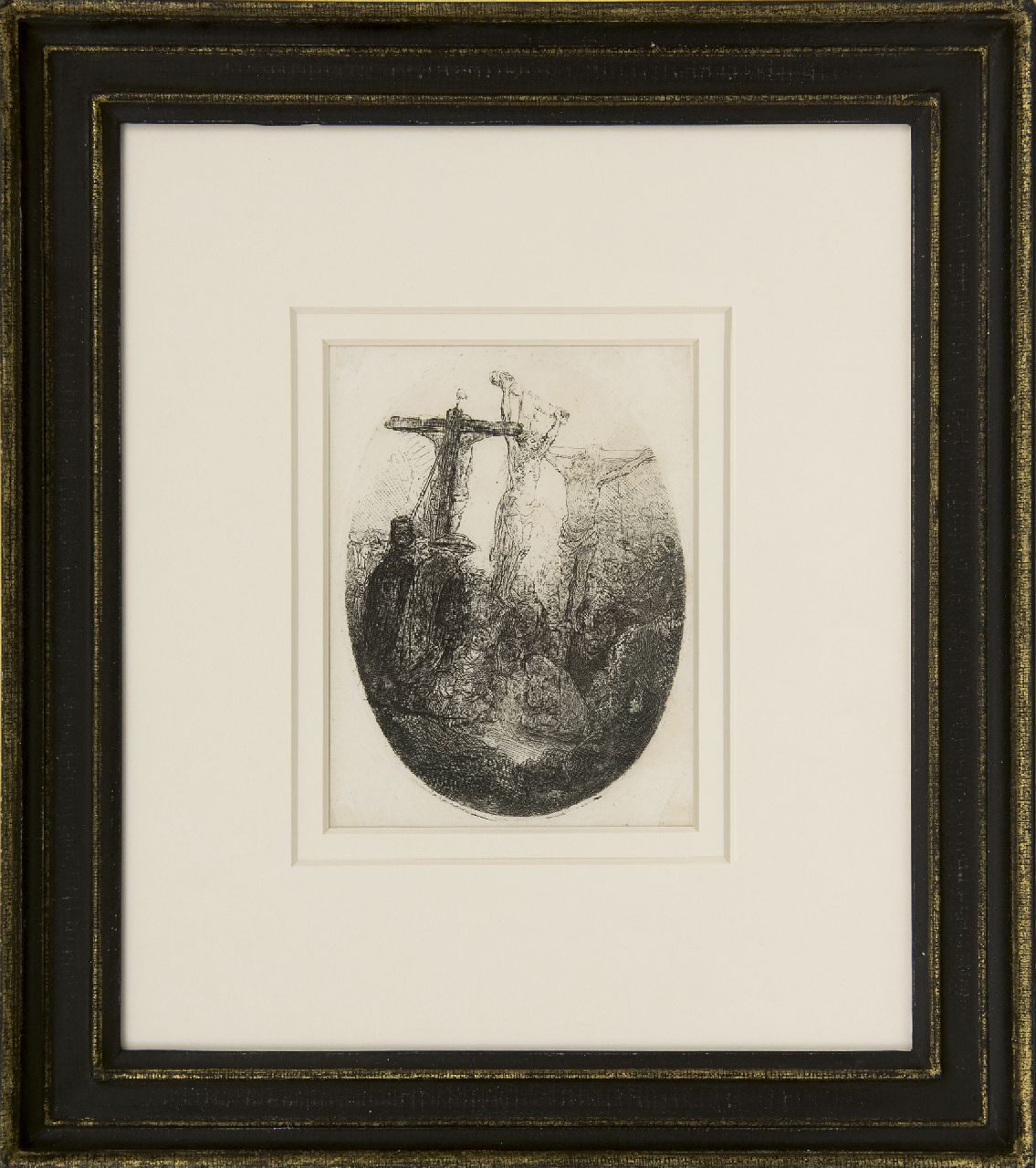 Rembrandt (Rembrandt Harmensz. van Rijn)   | Rembrandt (Rembrandt Harmensz. van Rijn), De gekruisigde Christus tussen de twee dieven, ets 13,3 x 10,4 cm