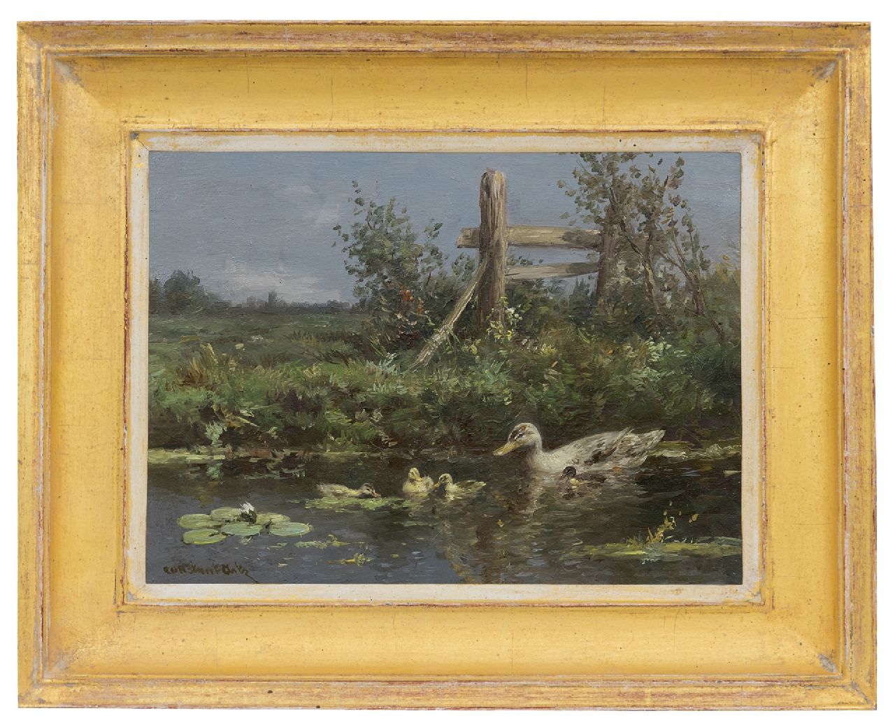 Artz C.D.L. | 'Constant' David Ludovic Artz, Eendenfamilie langs de waterkant, olieverf op paneel 18,1 x 24,2 cm, gesigneerd linksonder Artz C.D.L. | 'Constant' David Ludovic Artz, Eendenfamilie langs de waterkant, olieverf op paneel 18,1 x 24,2 cm, gesigneerd linksonder