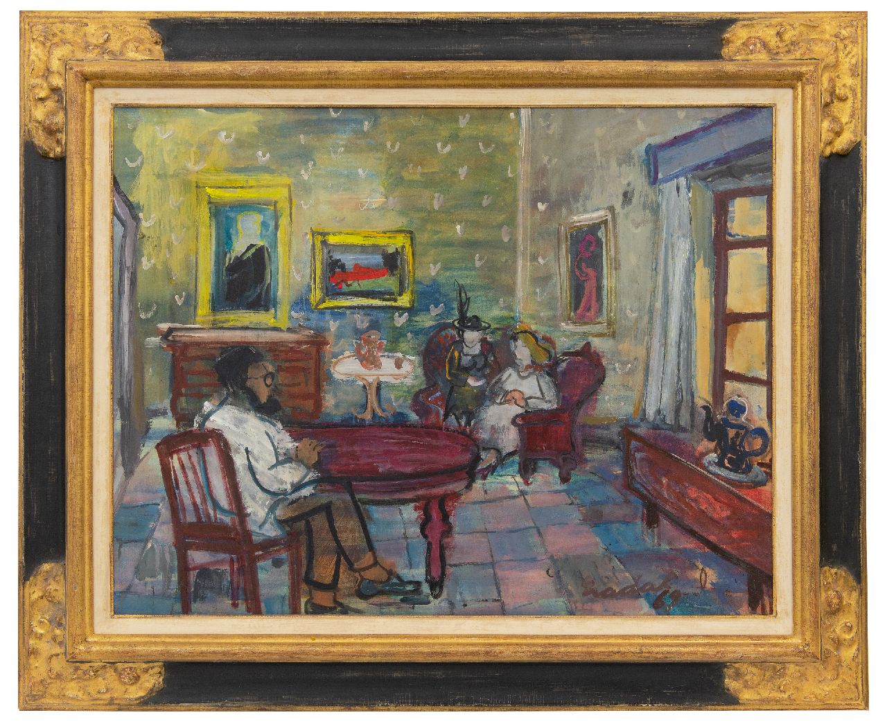 Nadal (Carles Nadal Farreras) C. | Carlos Nadal (Carles Nadal Farreras) | Schilderijen te koop aangeboden | Interieur met figuren, olieverf op papier op doek 49,9 x 65,0 cm, gesigneerd rechtsonder en gedateerd '69 Nadal (Carles Nadal Farreras) C. | Carlos Nadal (Carles Nadal Farreras) | Schilderijen te koop aangeboden | Interieur met figuren, olieverf op papier op doek 49,9 x 65,0 cm, gesigneerd rechtsonder en gedateerd '69