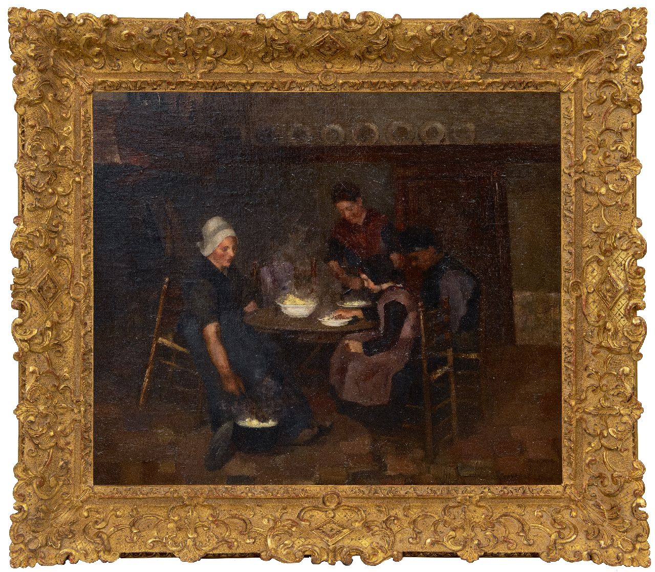 Frankfort E. | Eduard Frankfort | Schilderijen te koop aangeboden | Etenstijd, olieverf op doek 49,2 x 59,1 cm, gesigneerd rechtsonder Frankfort E. | Eduard Frankfort | Schilderijen te koop aangeboden | Etenstijd, olieverf op doek 49,2 x 59,1 cm, gesigneerd rechtsonder