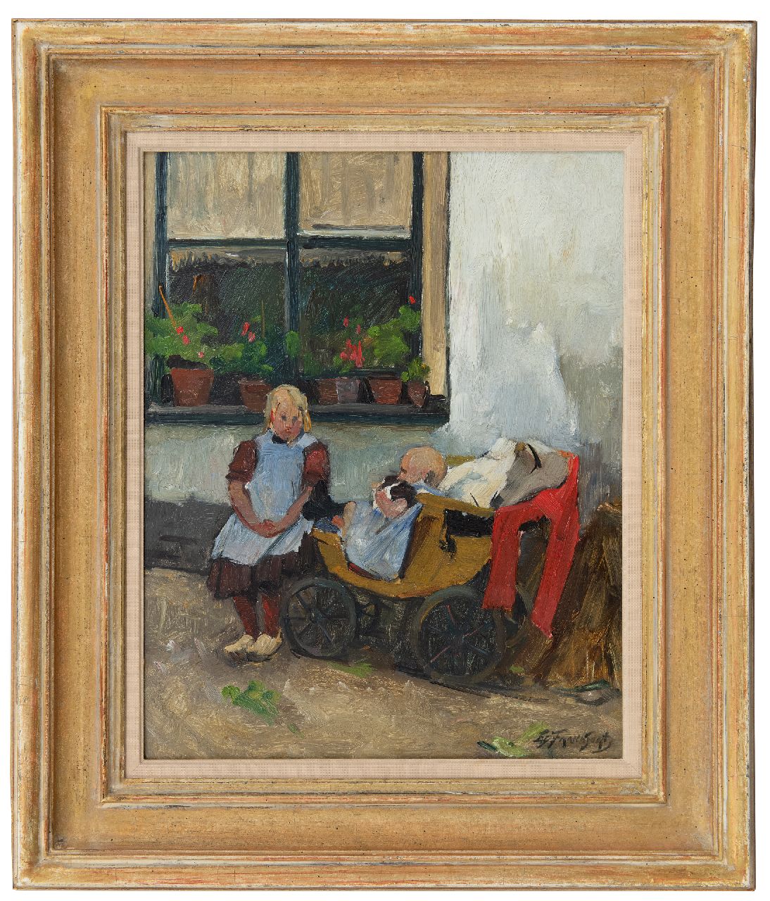 Frankfort E. | Eduard Frankfort | Schilderijen te koop aangeboden | Op zusje passen, olieverf op board 40,2 x 31,5 cm, gesigneerd rechtsonder Frankfort E. | Eduard Frankfort | Schilderijen te koop aangeboden | Op zusje passen, olieverf op board 40,2 x 31,5 cm, gesigneerd rechtsonder