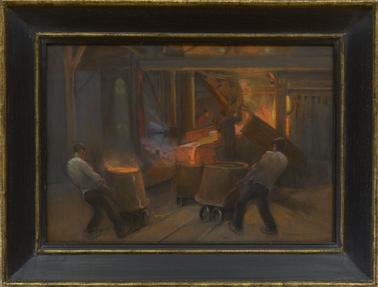 Heijenbrock J.C.H. | Johan Coenraad Hermann 'Herman' Heijenbrock, IJzergieterij, pastel op papier 33,1 x 47,6 cm, gesigneerd rechtsonder Heijenbrock J.C.H. | Johan Coenraad Hermann 'Herman' Heijenbrock, IJzergieterij, pastel op papier 33,1 x 47,6 cm, gesigneerd rechtsonder