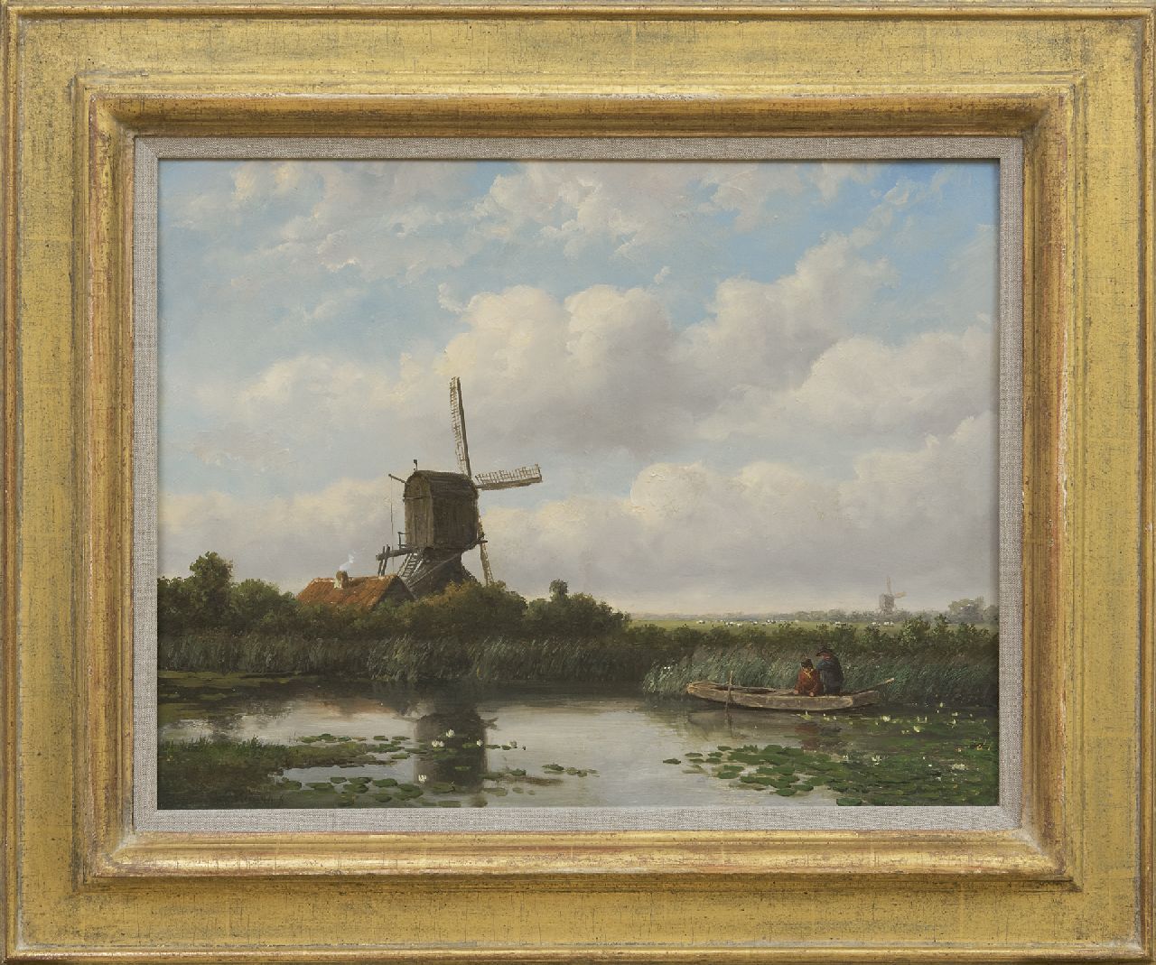 Wisselingh J.P. van | Johannes Pieter van Wisselingh, Wipmolen in een polderlandschap, olieverf op paneel 34,6 x 44,9 cm, gesigneerd linksonder