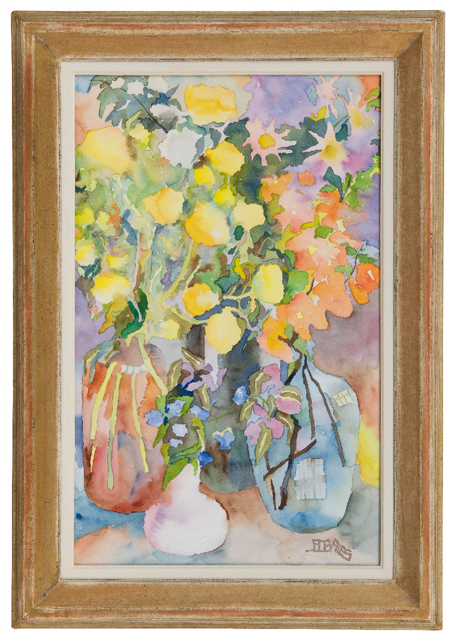Vries J.S. de | Jacob Sybout 'Jaap' de Vries | Aquarellen en tekeningen te koop aangeboden | Bloemen, aquarel op papier 50,5 x 32,5 cm, gesigneerd rechtsonder met monogram en te dateren jaren 60 Vries J.S. de | Jacob Sybout 'Jaap' de Vries | Aquarellen en tekeningen te koop aangeboden | Bloemen, aquarel op papier 50,5 x 32,5 cm, gesigneerd rechtsonder met monogram en te dateren jaren 60