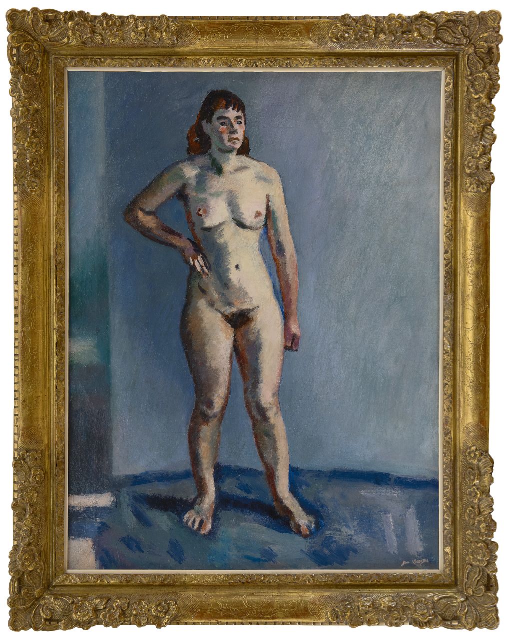 Wiegers J. | Jan Wiegers | Schilderijen te koop aangeboden | Staand naakt, olieverf op doek 61,3 x 46,3 cm, gesigneerd rechtsonder en te dateren jaren 40 Wiegers J. | Jan Wiegers | Schilderijen te koop aangeboden | Staand naakt, olieverf op doek 61,3 x 46,3 cm, gesigneerd rechtsonder en te dateren jaren 40